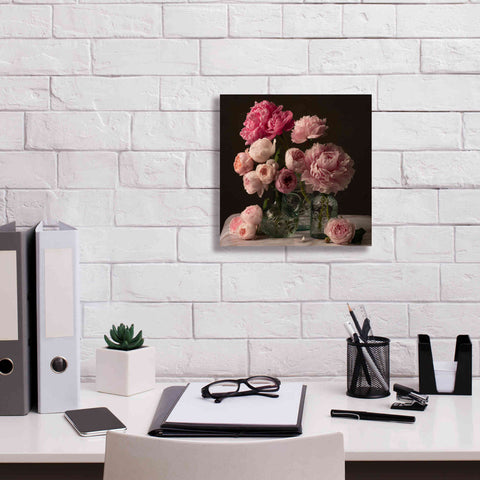 Image of 'Rose And Peony Dark Duet' by Leah McLean Giclee Canvas Wall Art,12 x 12