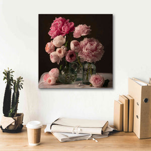 'Rose And Peony Dark Duet' by Leah McLean Giclee Canvas Wall Art,18 x 18
