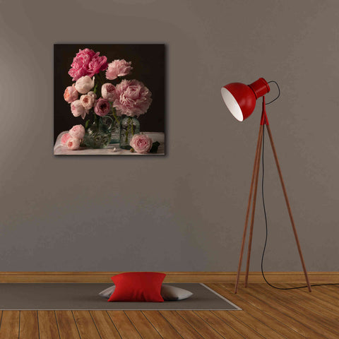 Image of 'Rose And Peony Dark Duet' by Leah McLean Giclee Canvas Wall Art,26 x 26