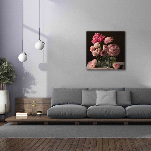 Image of 'Rose And Peony Dark Duet' by Leah McLean Giclee Canvas Wall Art,37 x 37