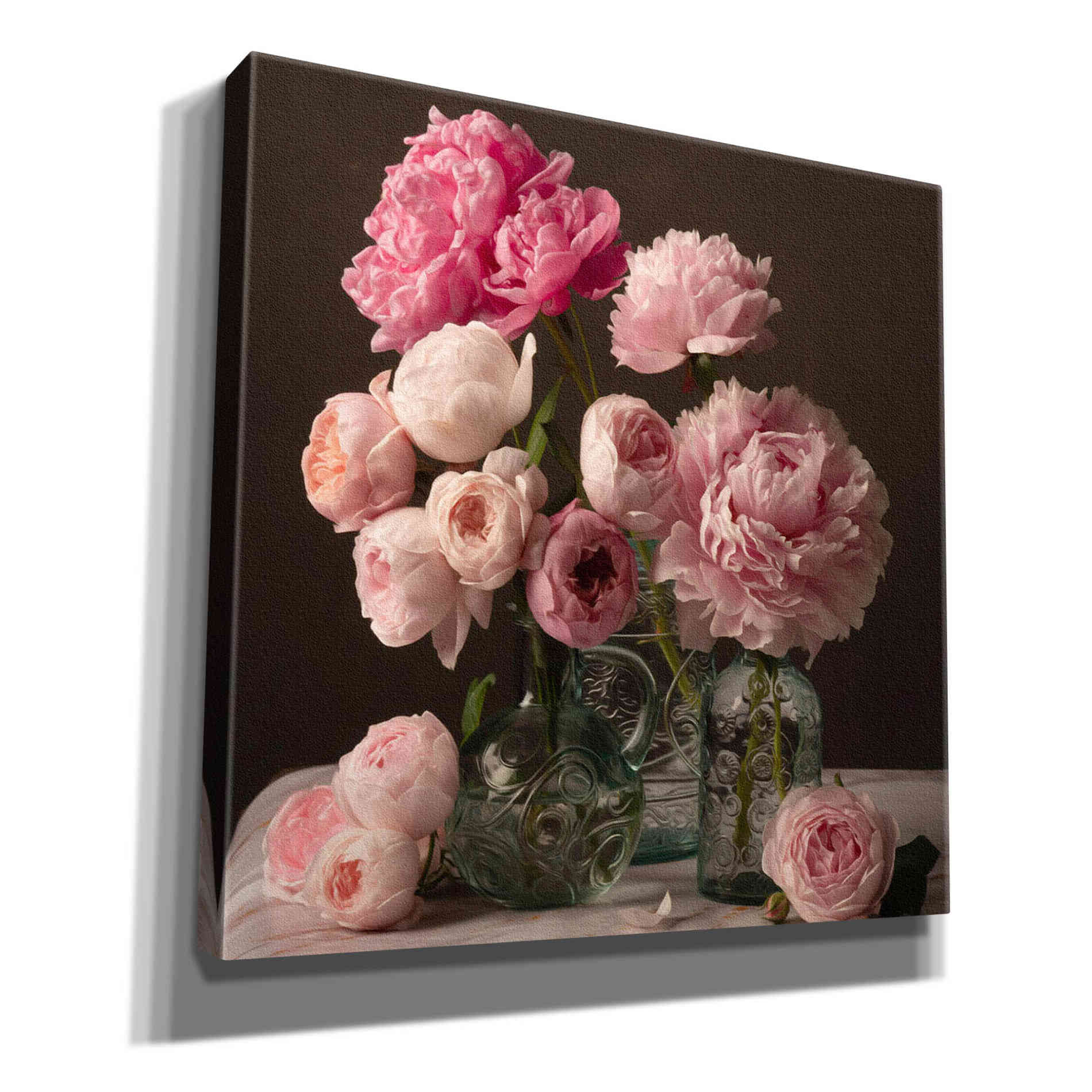 'Rose And Peony Dark Duet' by Leah McLean Giclee Canvas Wall Art