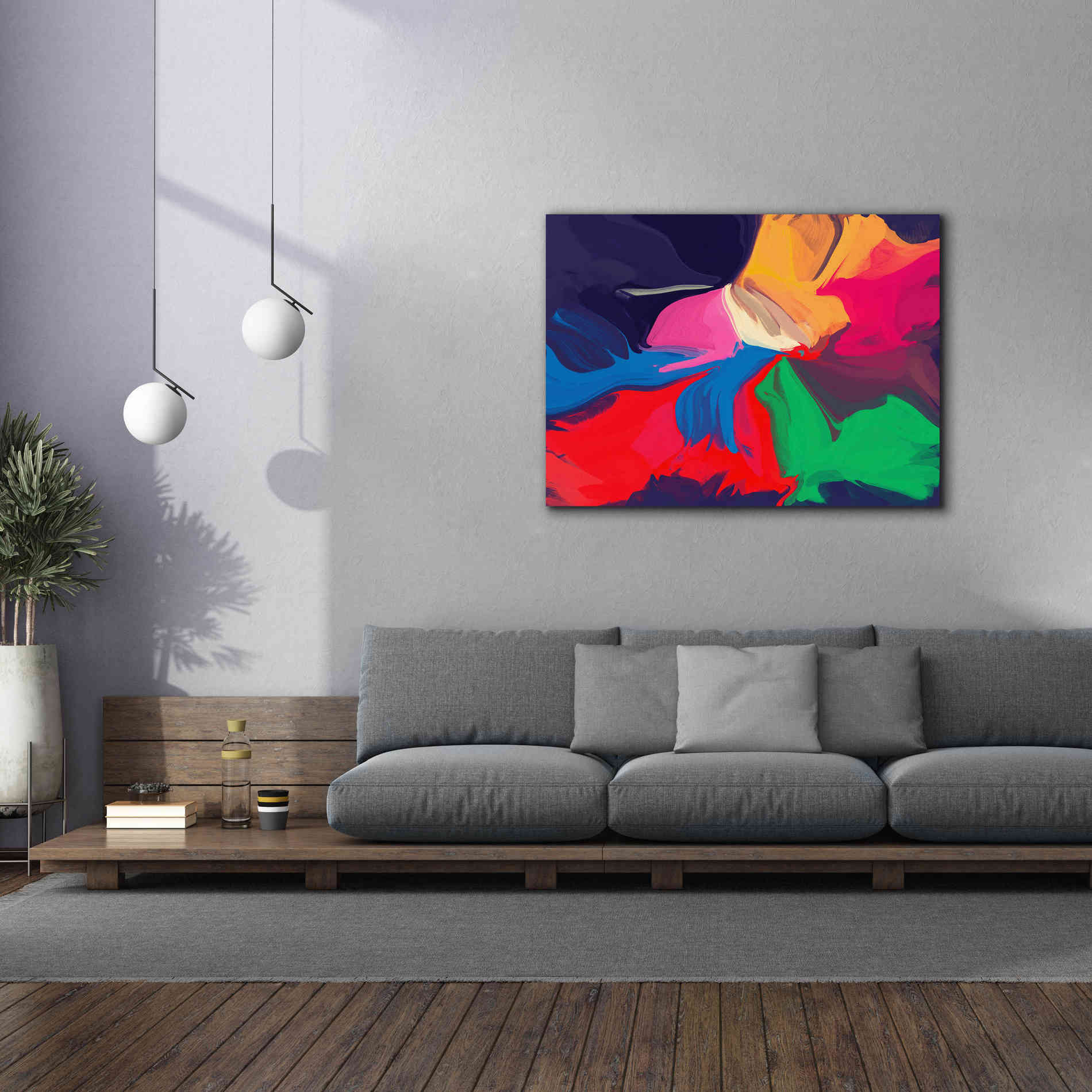 'Abstract Colorful Flows 1' by Irena Orlov Giclee Canvas Wall Art,54 x 40