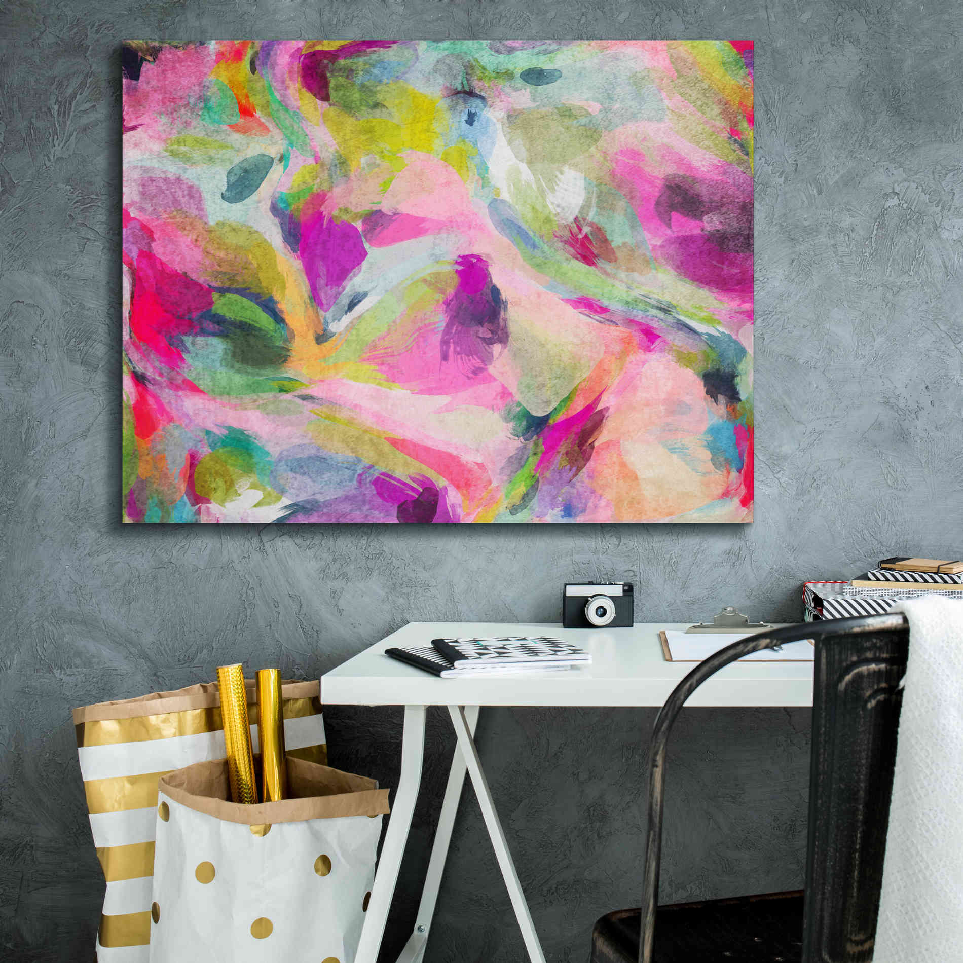 'Abstract Colorful Flows 3' by Irena Orlov Giclee Canvas Wall Art,34 x 26