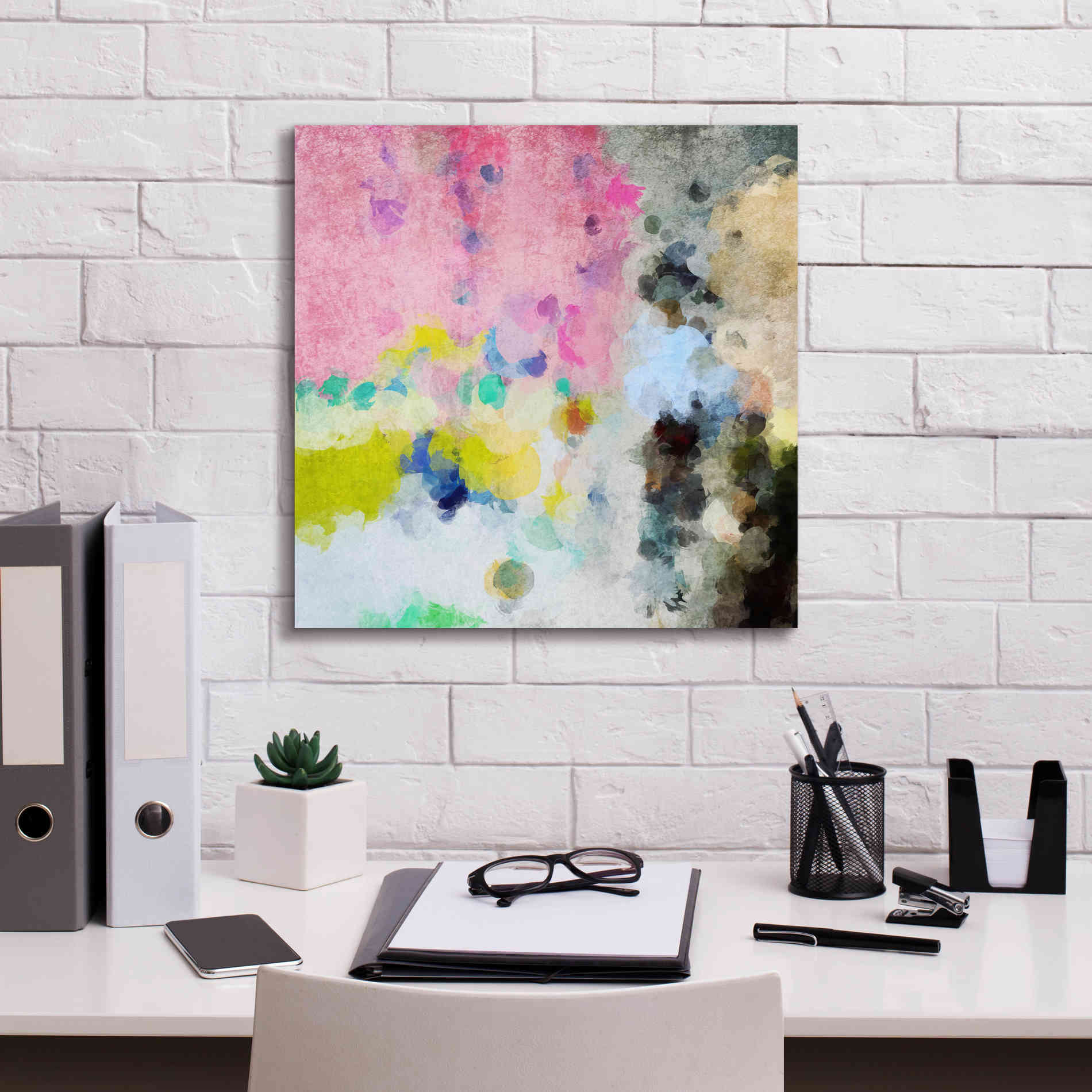 'Abstract Colorful Flows 19' by Irena Orlov Giclee Canvas Wall Art,18 x 18