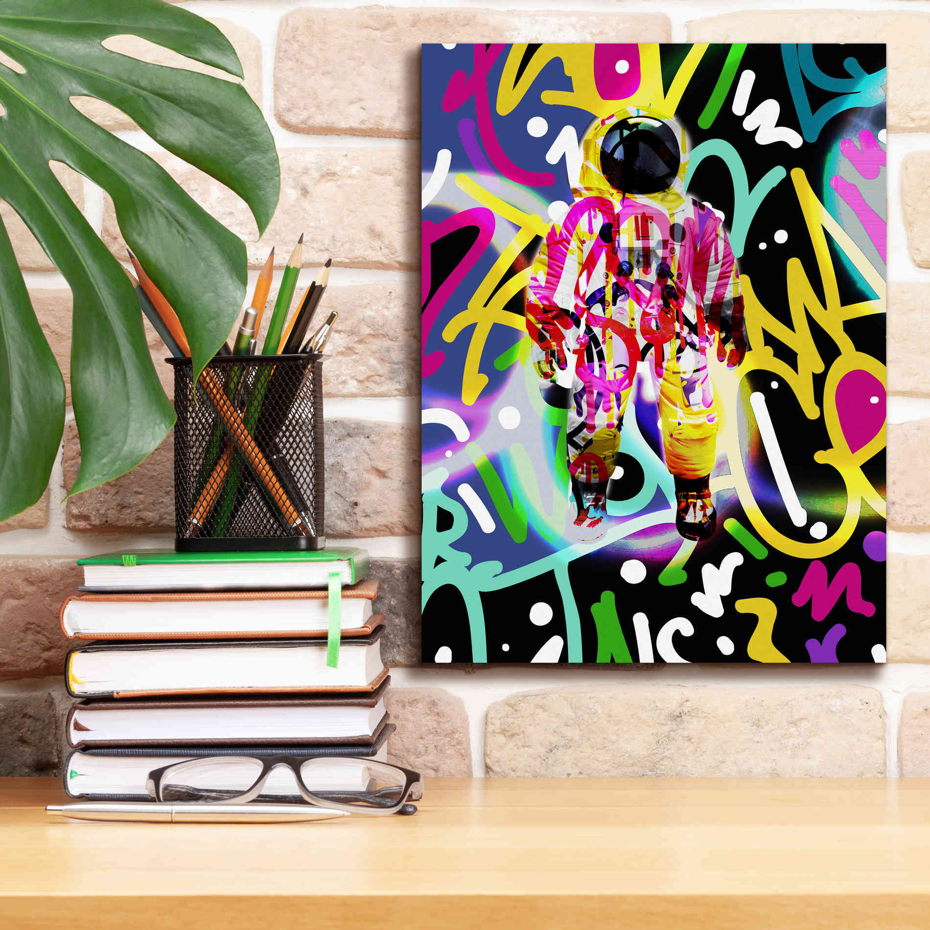 'Colorful Astronaut Graffiti Art 12' by Irena Orlov Giclee Canvas Wall Art,12 x 16