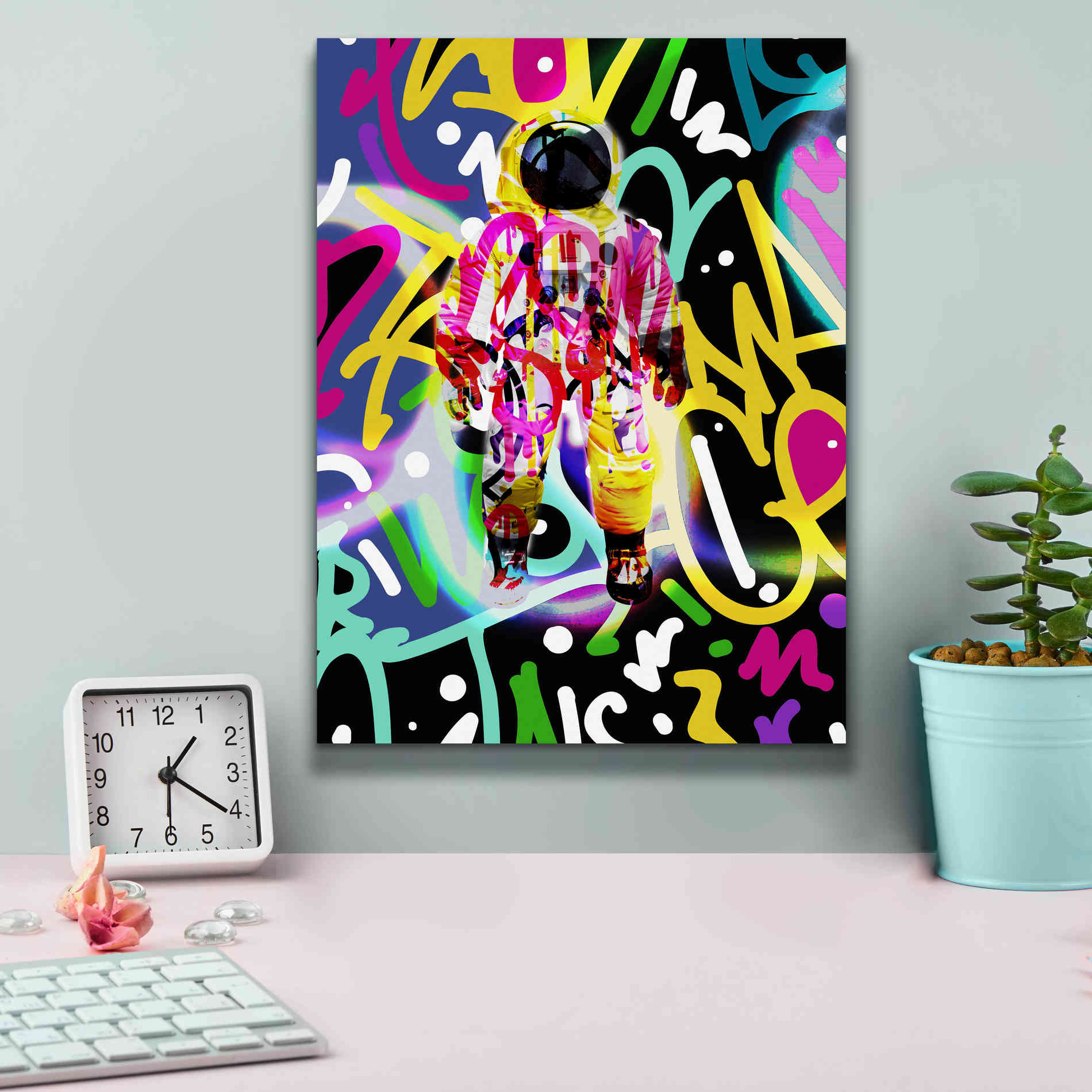 'Colorful Astronaut Graffiti Art 12' by Irena Orlov Giclee Canvas Wall Art,12 x 16