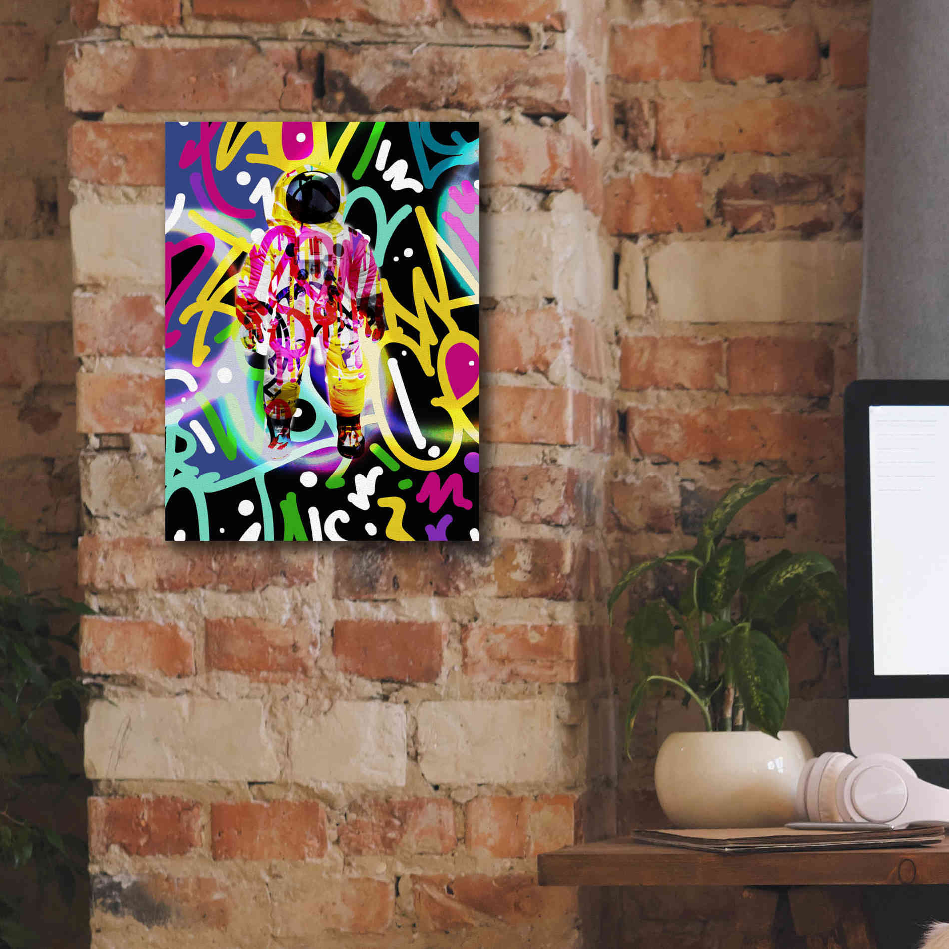 'Colorful Astronaut Graffiti Art 12' by Irena Orlov Giclee Canvas Wall Art,12 x 16