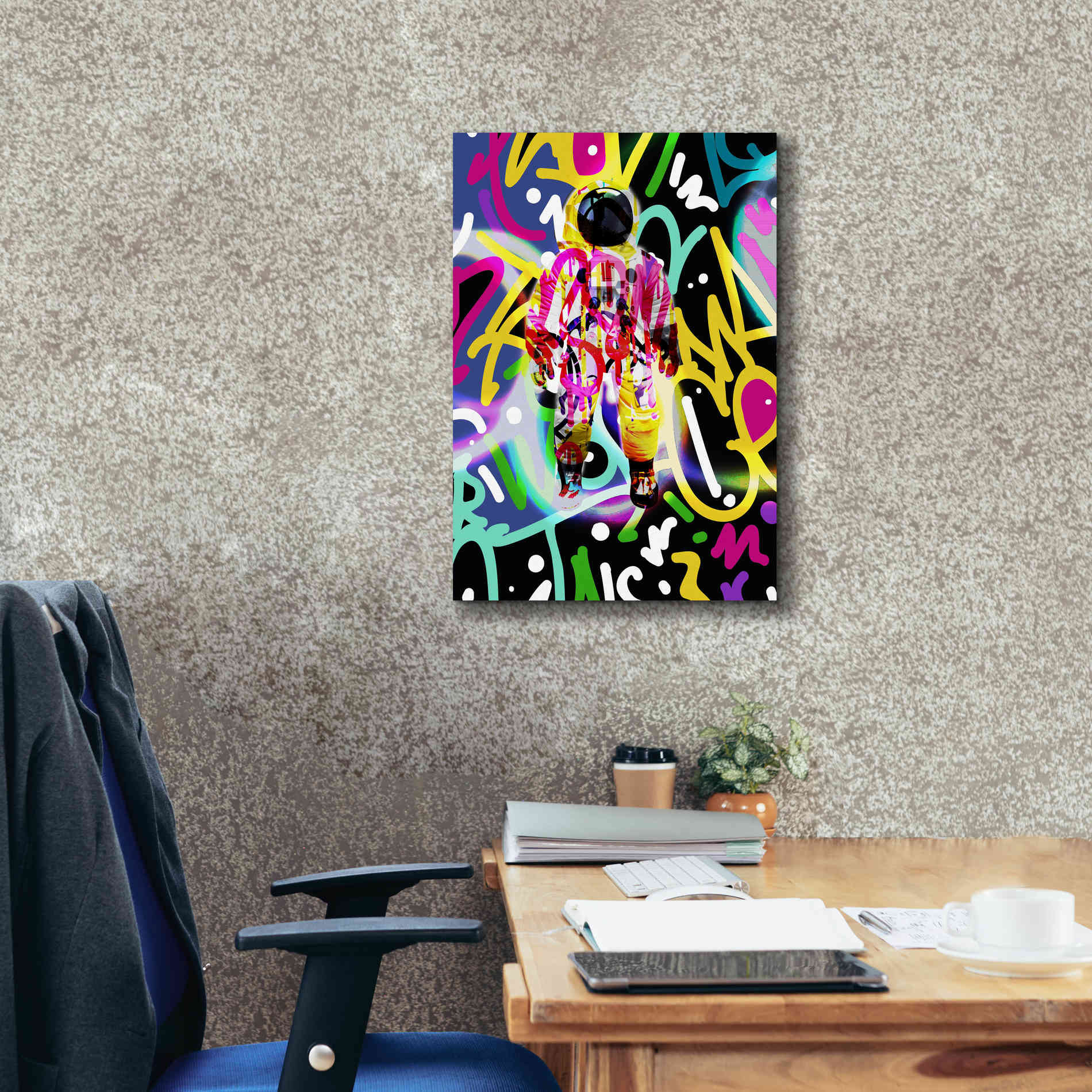 'Colorful Astronaut Graffiti Art 12' by Irena Orlov Giclee Canvas Wall Art,18 x 26