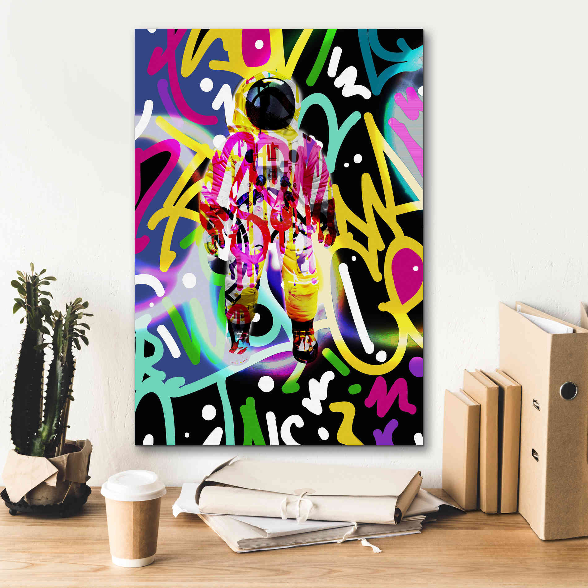 'Colorful Astronaut Graffiti Art 12' by Irena Orlov Giclee Canvas Wall Art,18 x 26