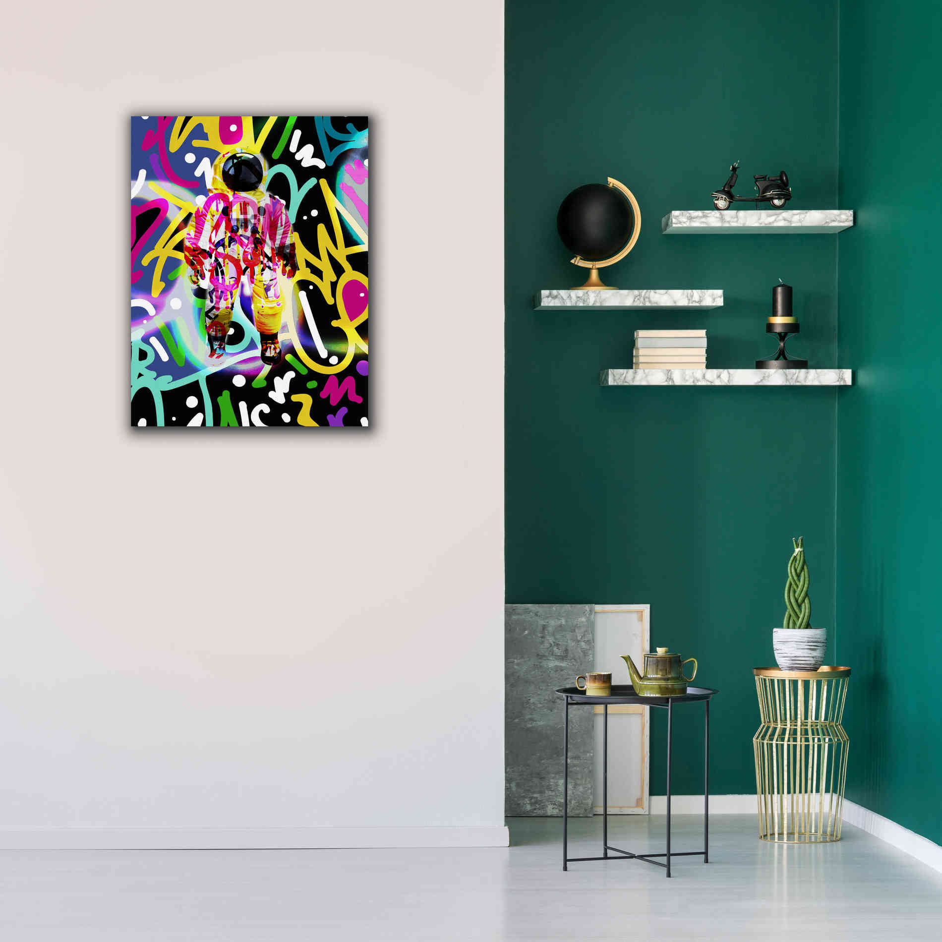 'Colorful Astronaut Graffiti Art 12' by Irena Orlov Giclee Canvas Wall Art,26 x 34