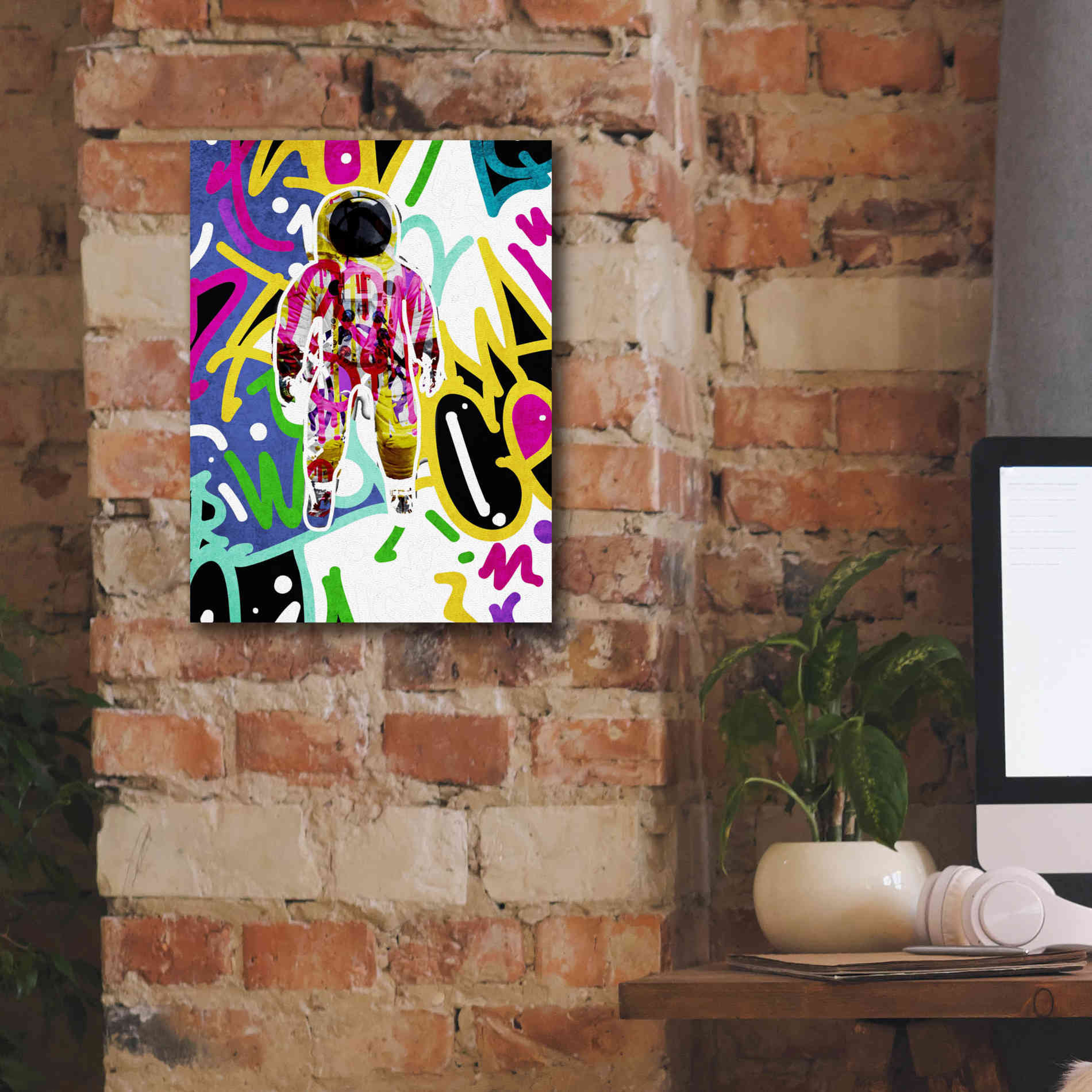 'Colorful Astronaut Graffiti Art 6 ' by Irena Orlov Giclee Canvas Wall Art,12 x 16