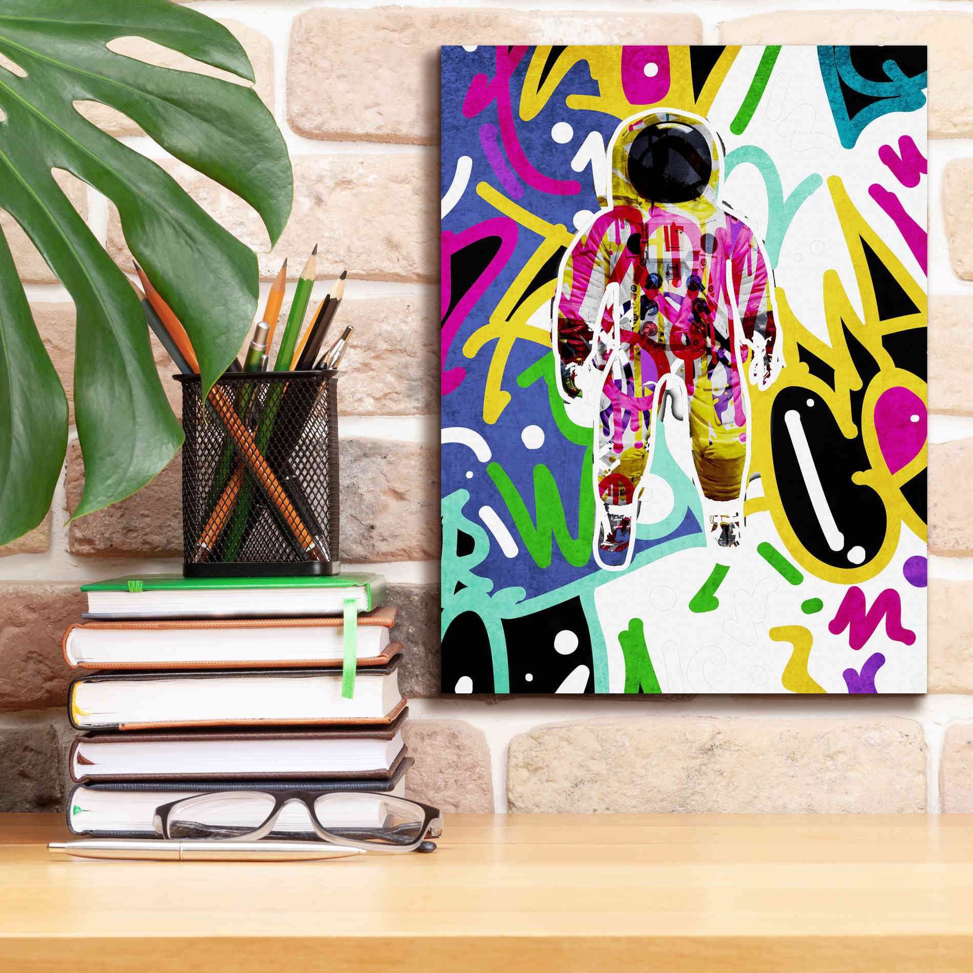 'Colorful Astronaut Graffiti Art 6 ' by Irena Orlov Giclee Canvas Wall Art,12 x 16