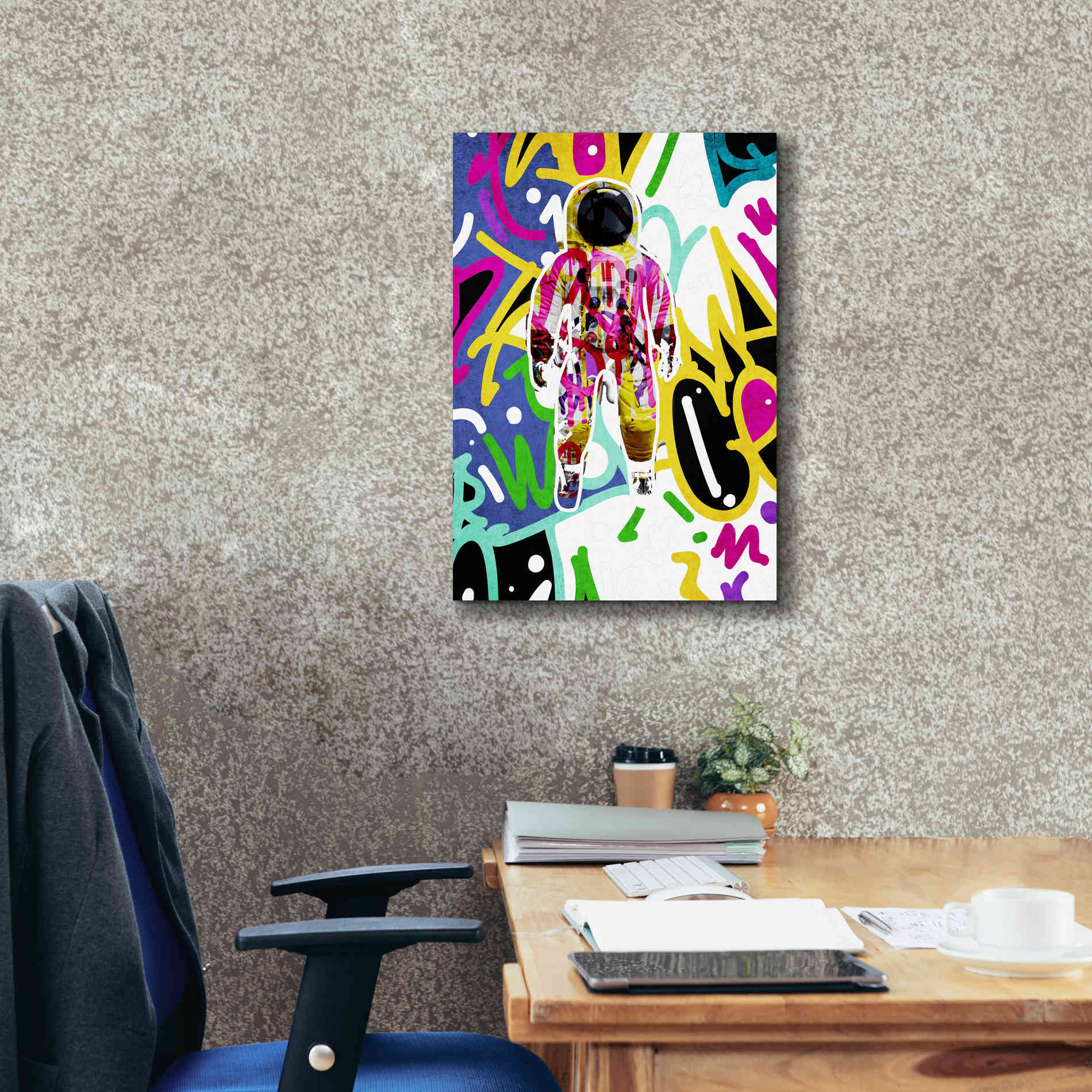 'Colorful Astronaut Graffiti Art 6 ' by Irena Orlov Giclee Canvas Wall Art,18 x 26
