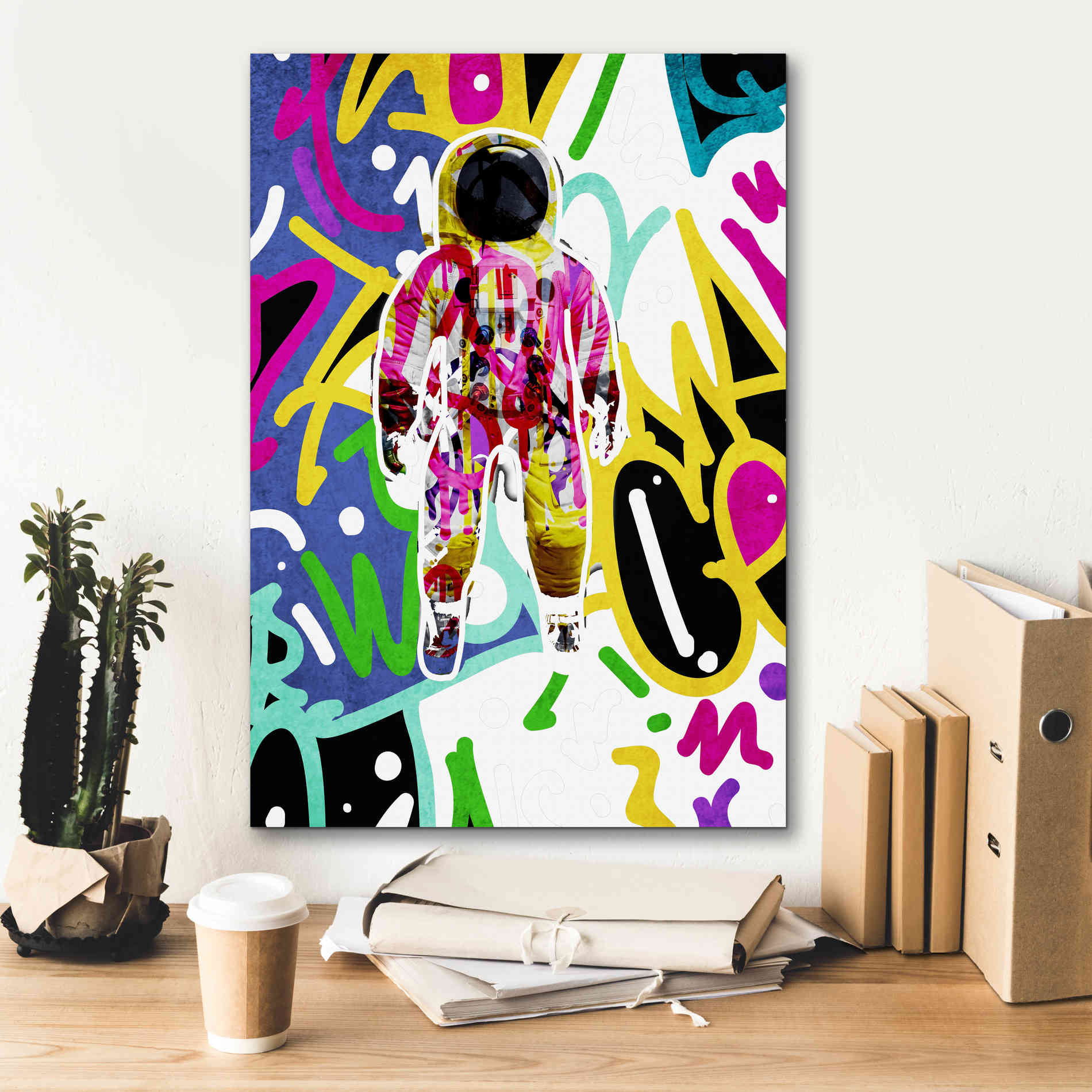 'Colorful Astronaut Graffiti Art 6 ' by Irena Orlov Giclee Canvas Wall Art,18 x 26
