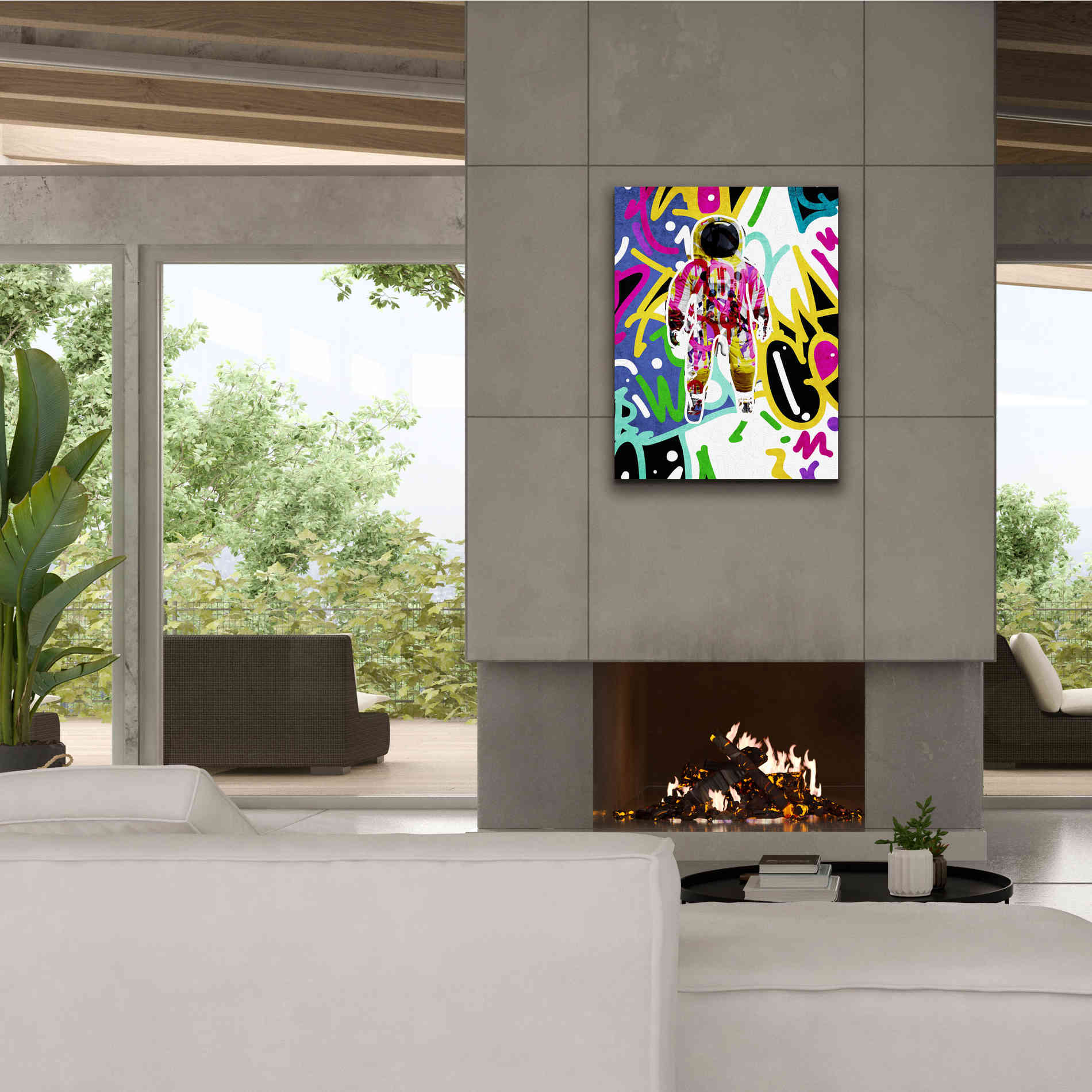 'Colorful Astronaut Graffiti Art 6 ' by Irena Orlov Giclee Canvas Wall Art,26 x 34