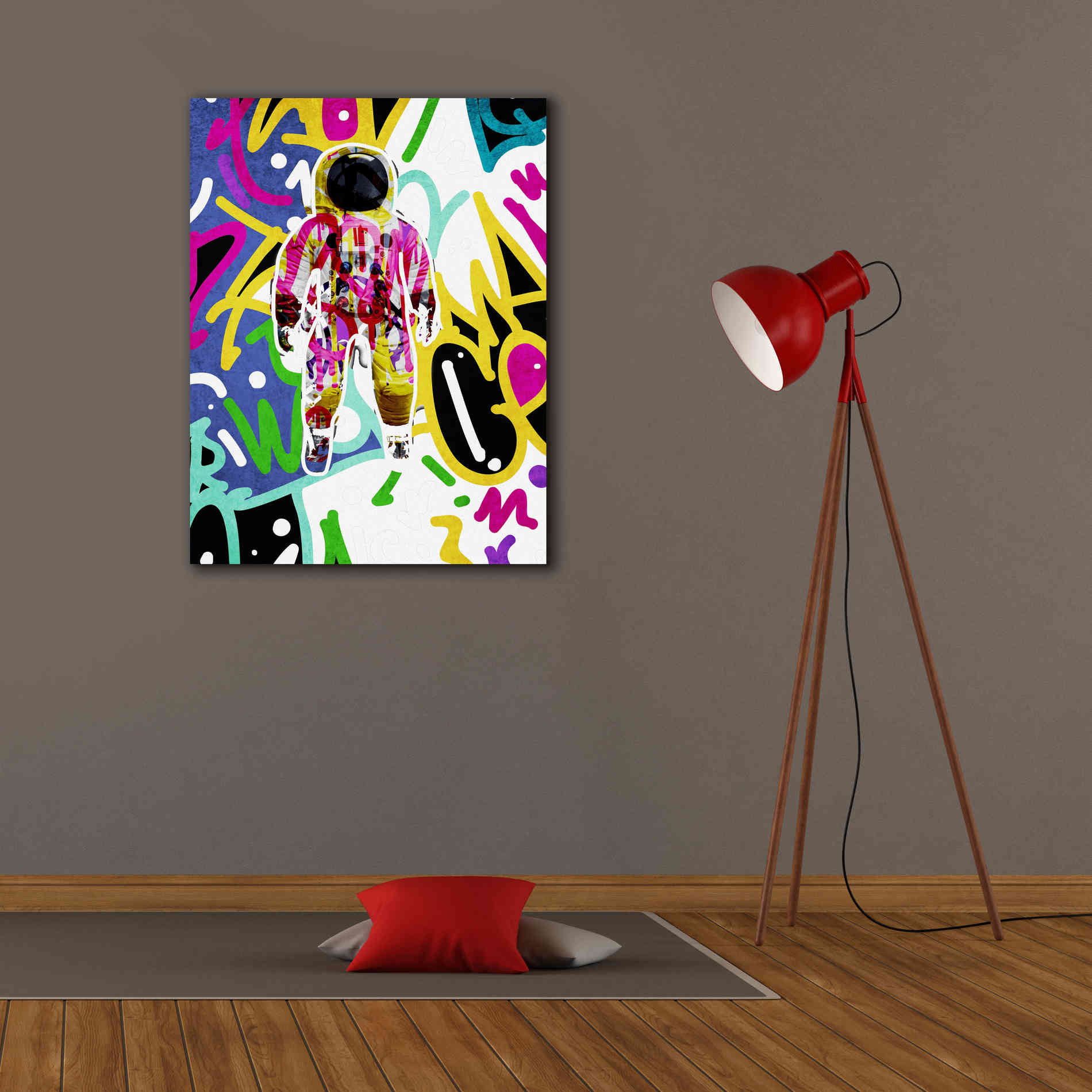 'Colorful Astronaut Graffiti Art 6 ' by Irena Orlov Giclee Canvas Wall Art,26 x 34