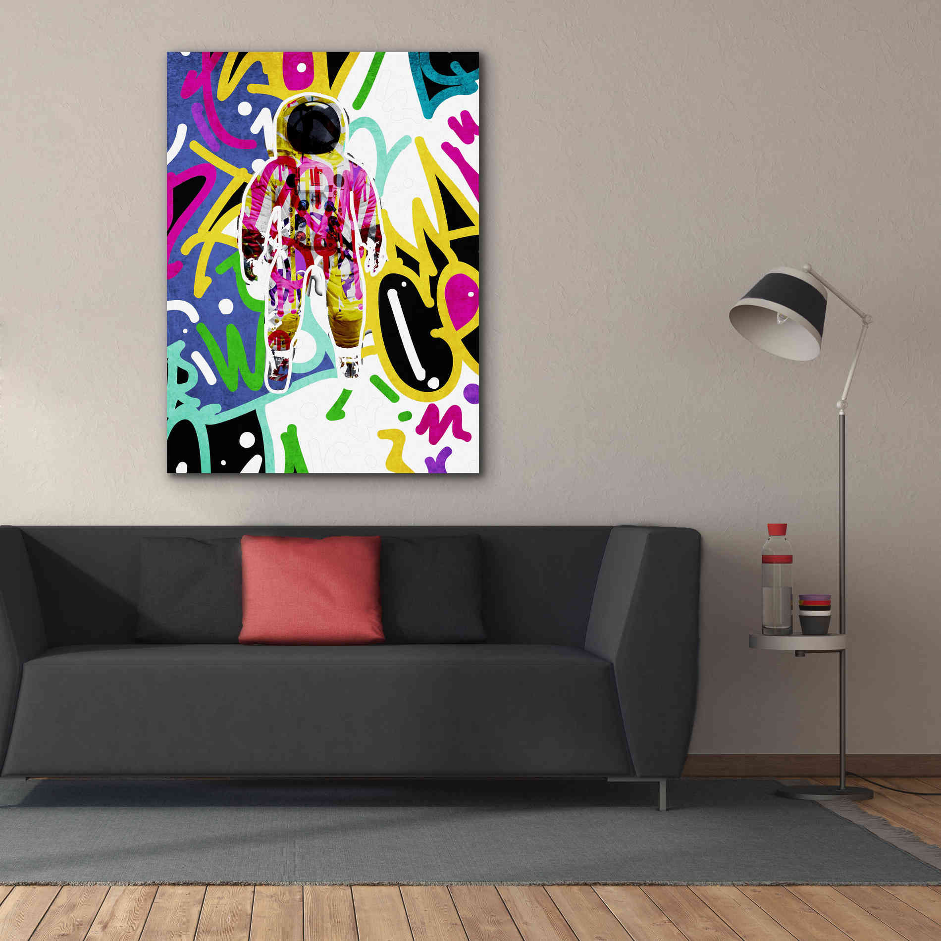 'Colorful Astronaut Graffiti Art 6 ' by Irena Orlov Giclee Canvas Wall Art,40 x 54