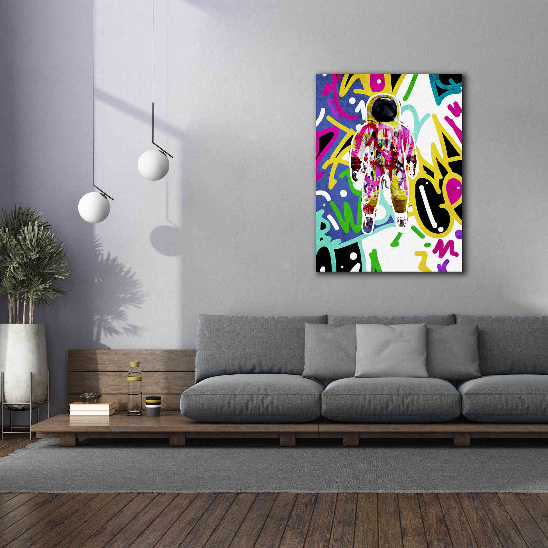'Colorful Astronaut Graffiti Art 6 ' by Irena Orlov Giclee Canvas Wall Art,40 x 54