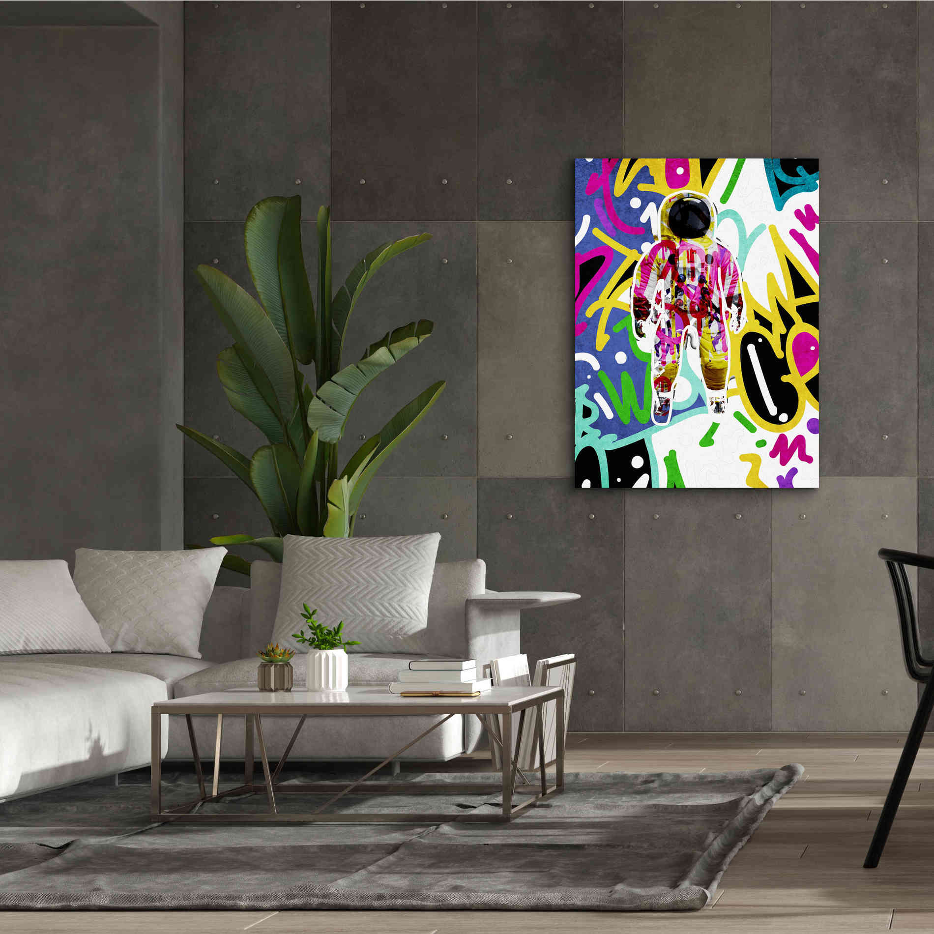 'Colorful Astronaut Graffiti Art 6 ' by Irena Orlov Giclee Canvas Wall Art,40 x 54