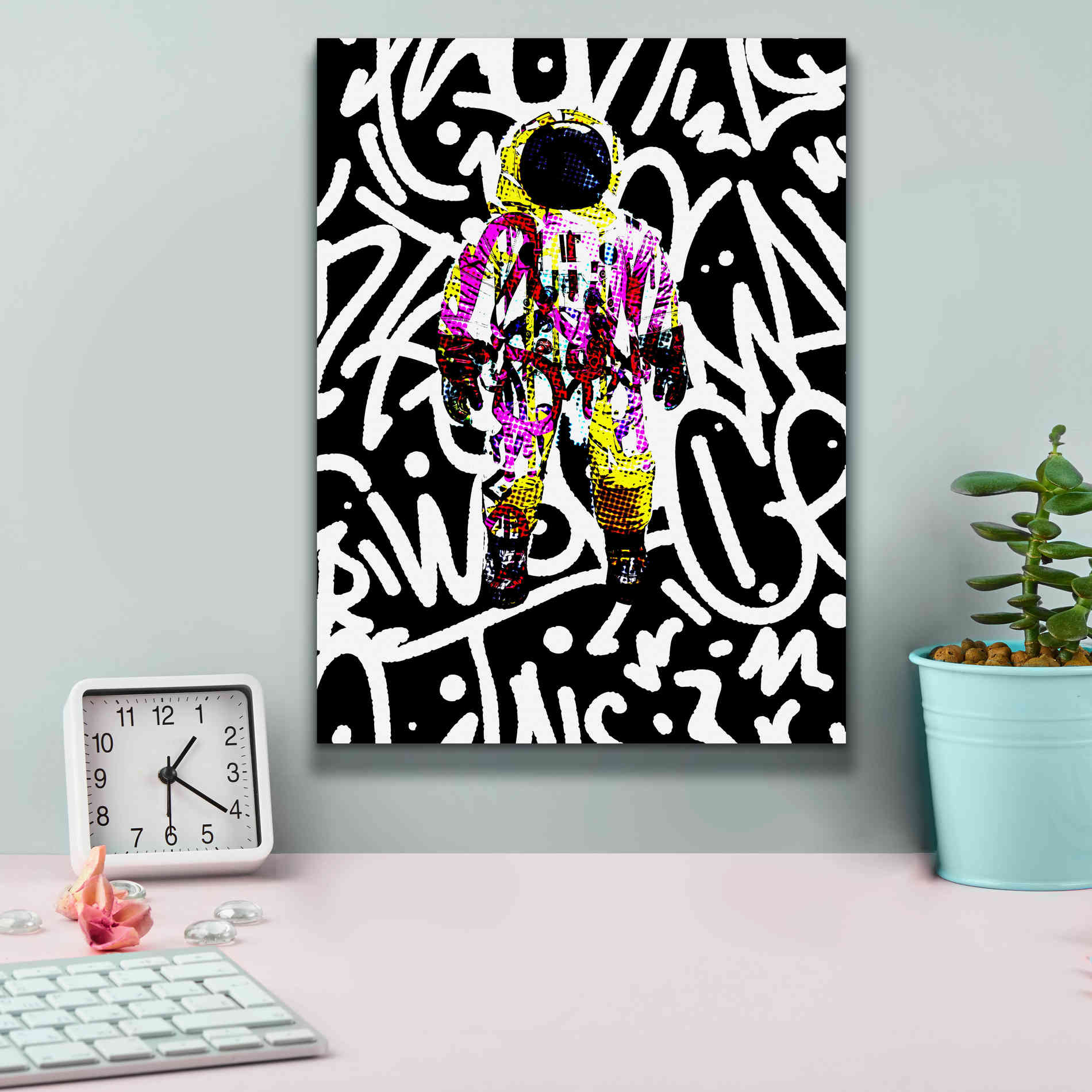 'Colorful Astronaut Graffiti Art 1' by Irena Orlov Giclee Canvas Wall Art,12 x 16