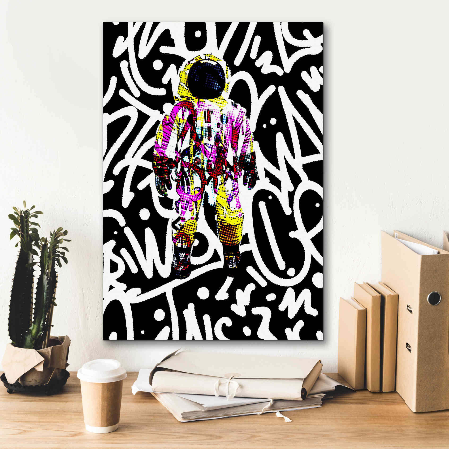 'Colorful Astronaut Graffiti Art 1' by Irena Orlov Giclee Canvas Wall Art,18 x 26