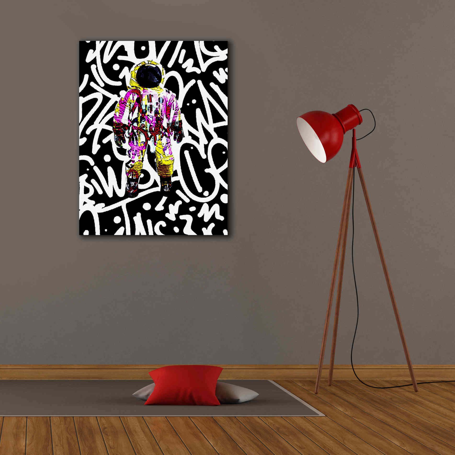 'Colorful Astronaut Graffiti Art 1' by Irena Orlov Giclee Canvas Wall Art,26 x 34
