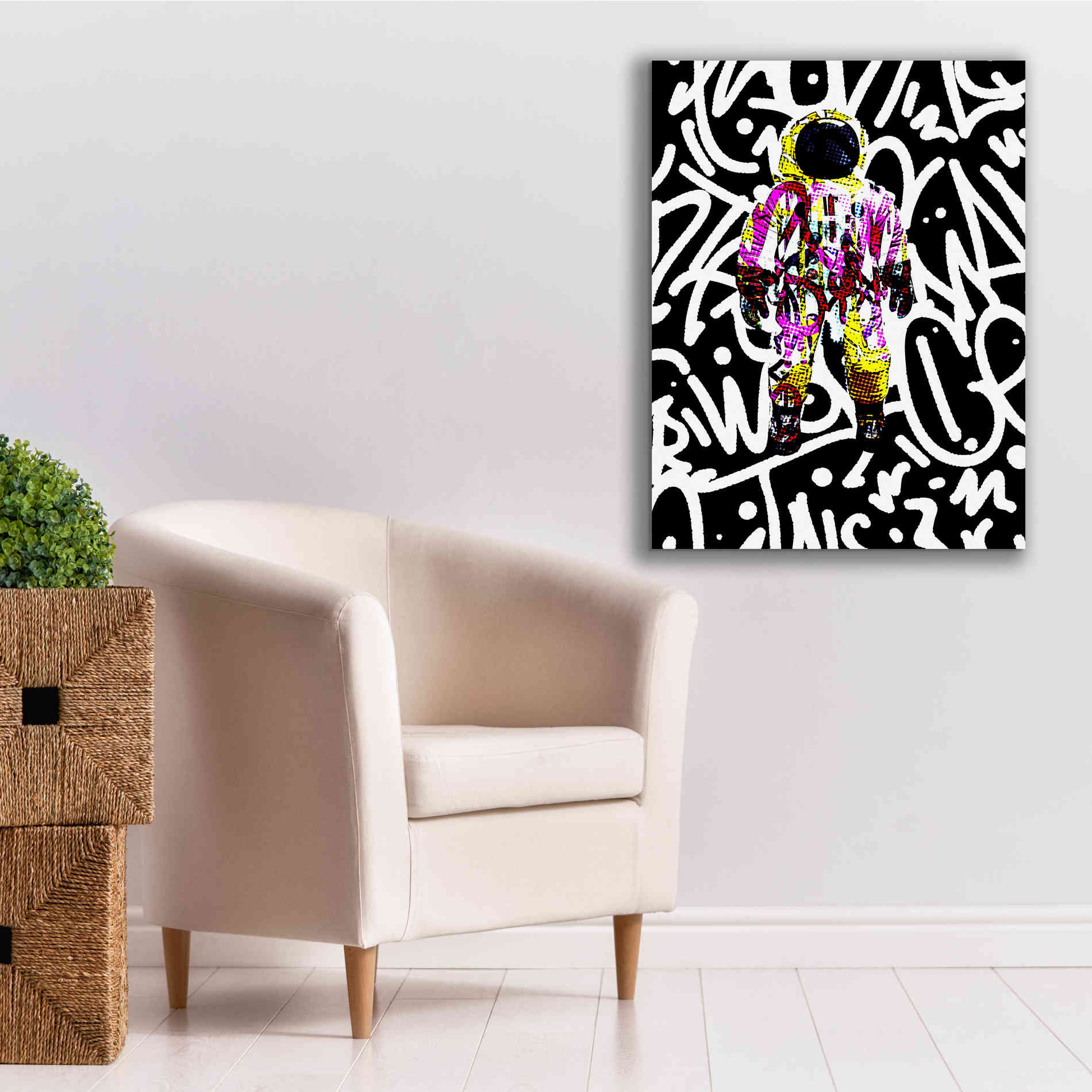 'Colorful Astronaut Graffiti Art 1' by Irena Orlov Giclee Canvas Wall Art,26 x 34