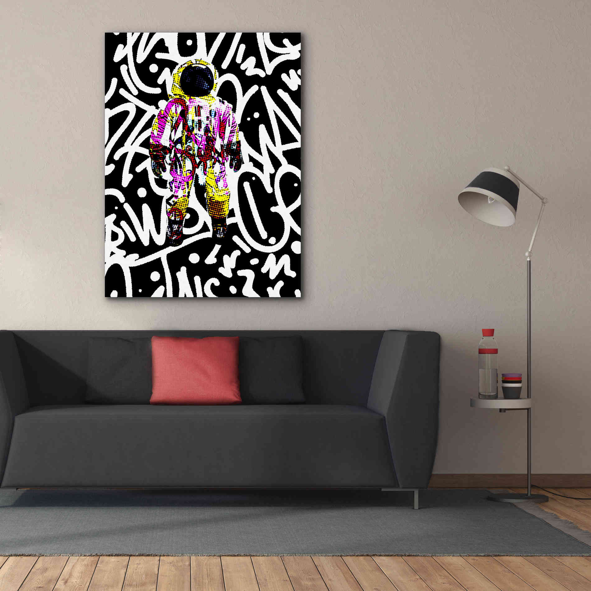 'Colorful Astronaut Graffiti Art 1' by Irena Orlov Giclee Canvas Wall Art,40 x 54