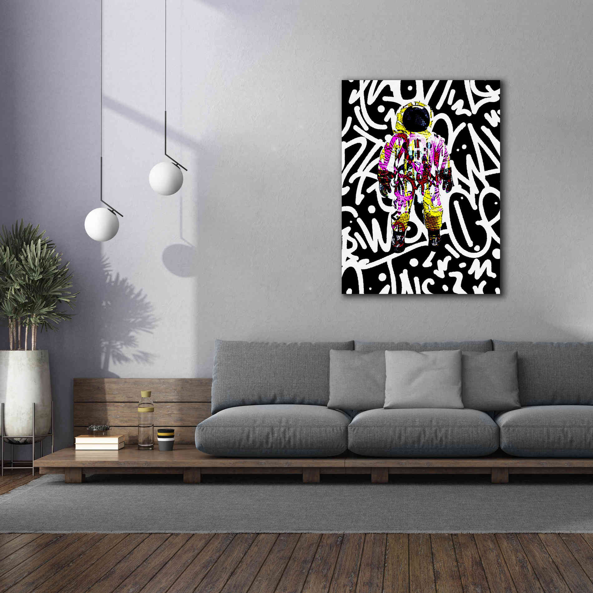 'Colorful Astronaut Graffiti Art 1' by Irena Orlov Giclee Canvas Wall Art,40 x 54