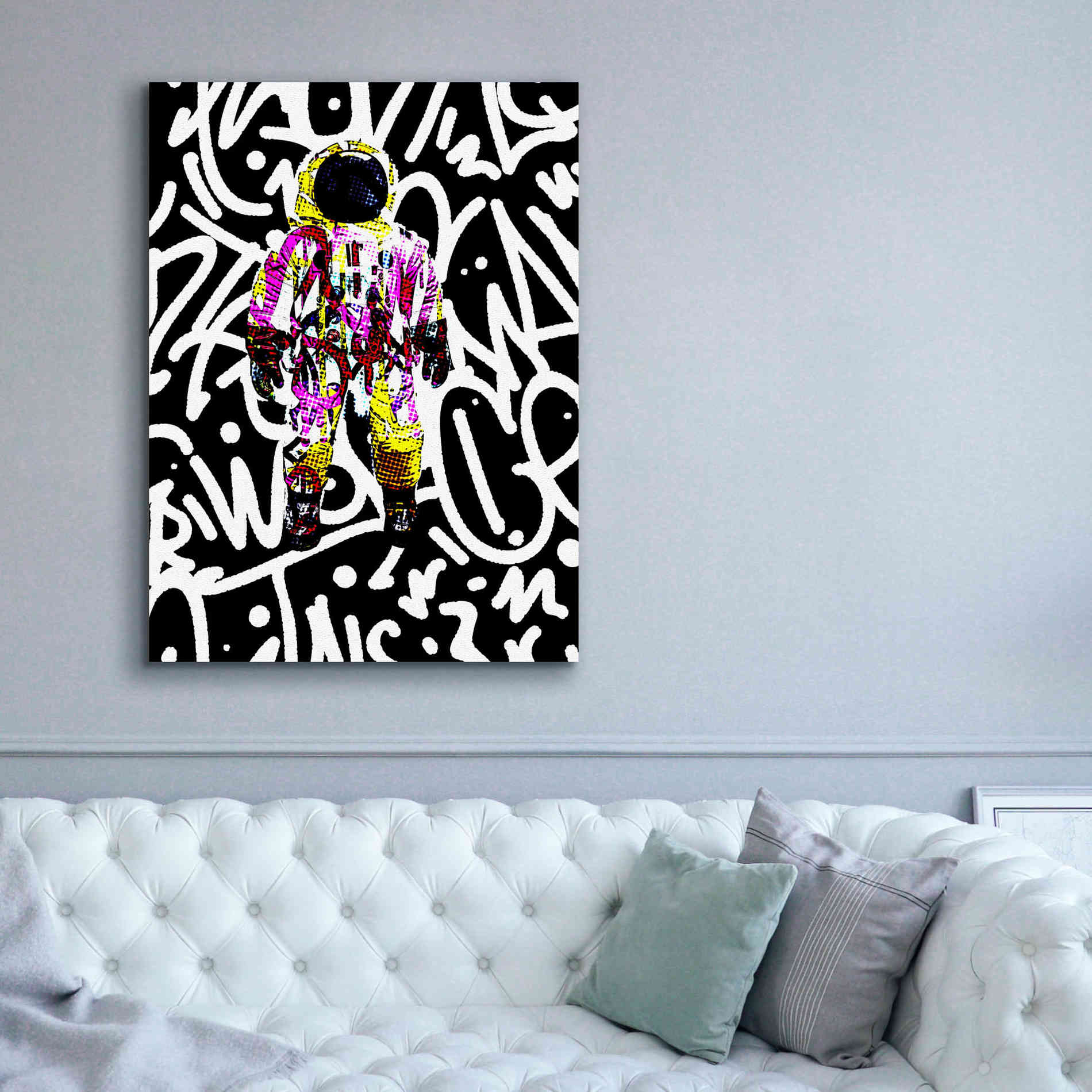 'Colorful Astronaut Graffiti Art 1' by Irena Orlov Giclee Canvas Wall Art,40 x 54
