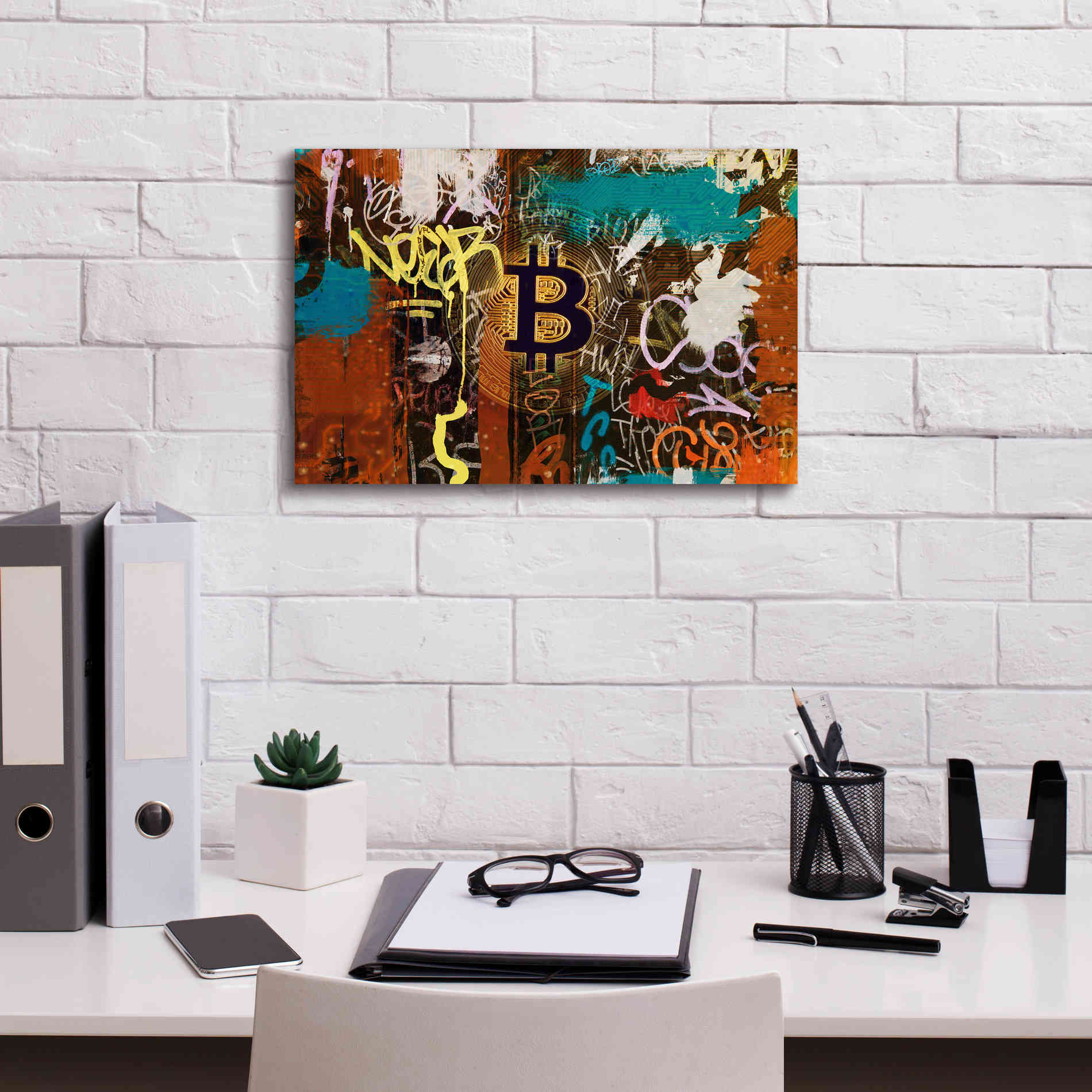 'Graffiti Bitcoin 1' by Irena Orlov Giclee Canvas Wall Art,18 x 12