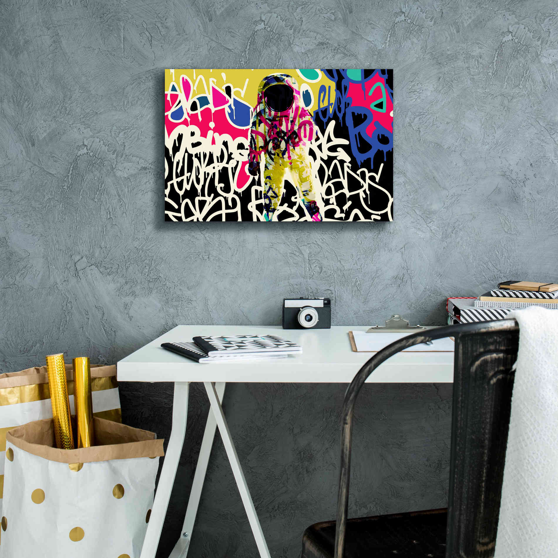 'Astronaut Graffiti Art 17' by Irena Orlov Giclee Canvas Wall Art,18 x 12