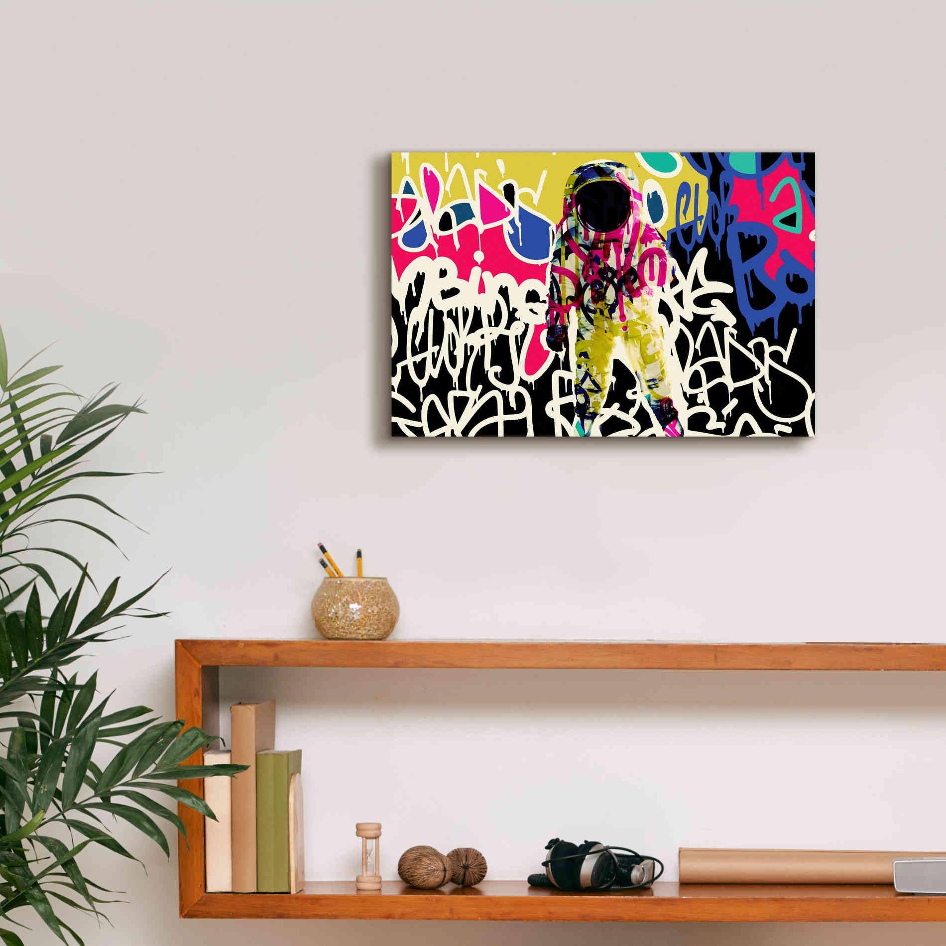 'Astronaut Graffiti Art 17' by Irena Orlov Giclee Canvas Wall Art,18 x 12