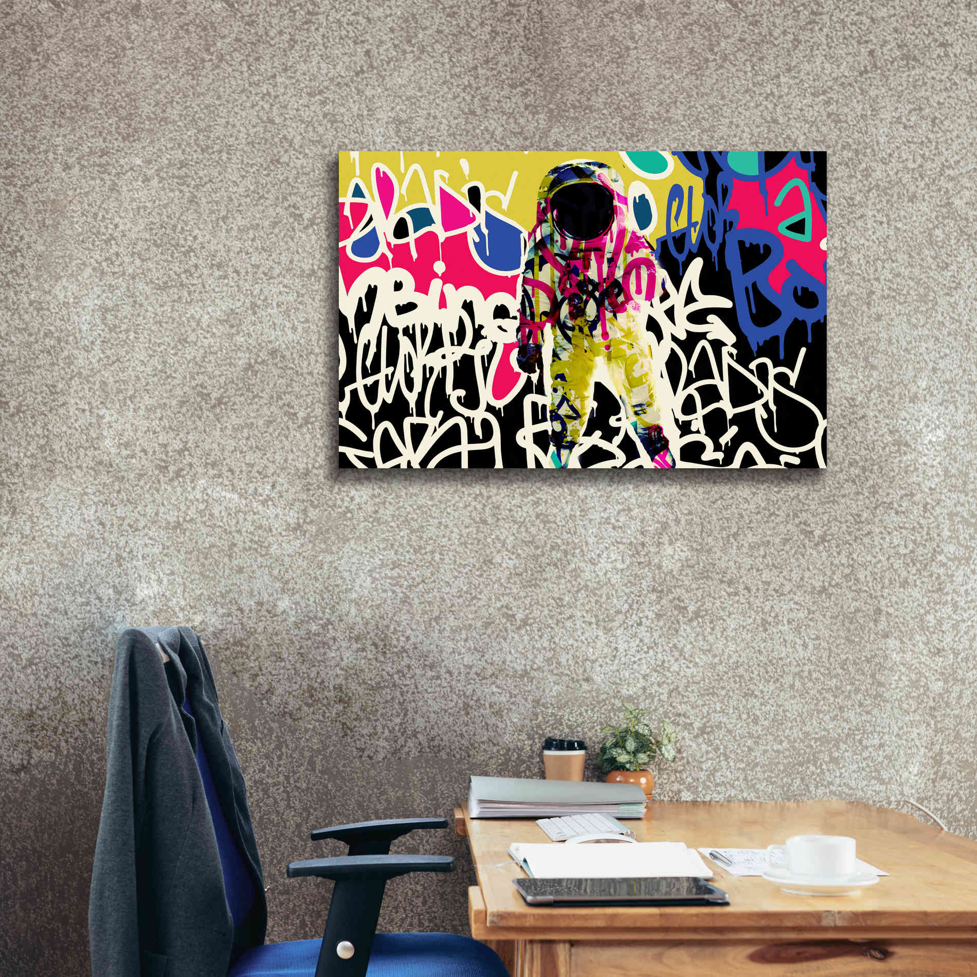 'Astronaut Graffiti Art 17' by Irena Orlov Giclee Canvas Wall Art,40 x 26