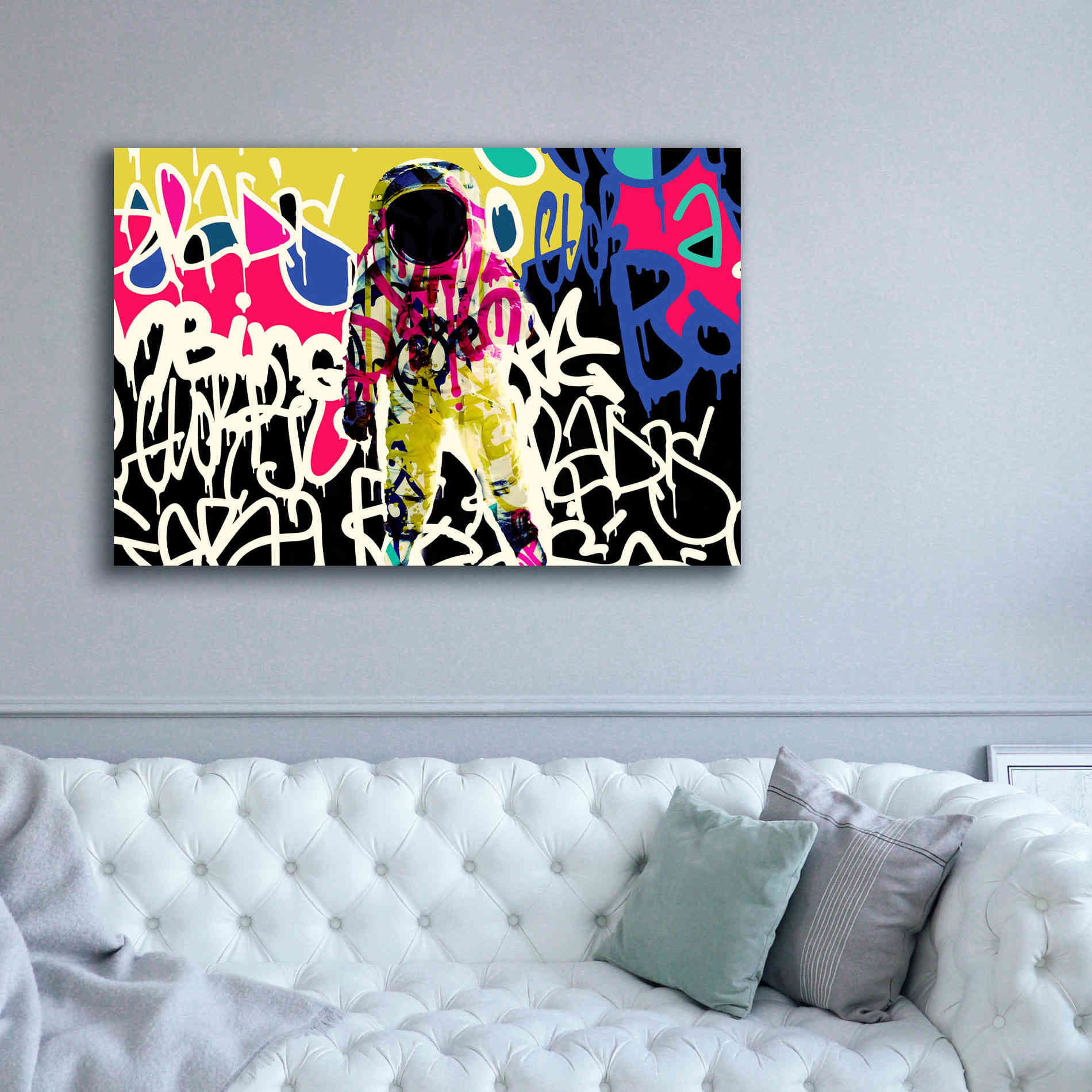 'Astronaut Graffiti Art 17' by Irena Orlov Giclee Canvas Wall Art,60 x 40