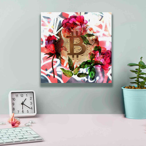 'Bitcoin Floral Inspiration 1' by Irena Orlov Giclee Canvas Wall Art,12 x 12