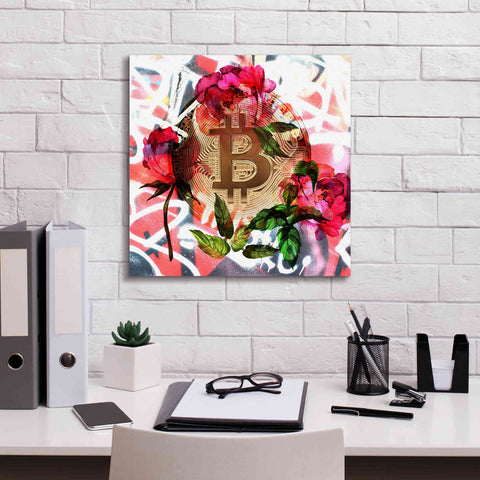 Image of 'Bitcoin Floral Inspiration 1' by Irena Orlov Giclee Canvas Wall Art,18 x 18