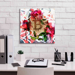 'Bitcoin Floral Inspiration 1' by Irena Orlov Giclee Canvas Wall Art,18 x 18