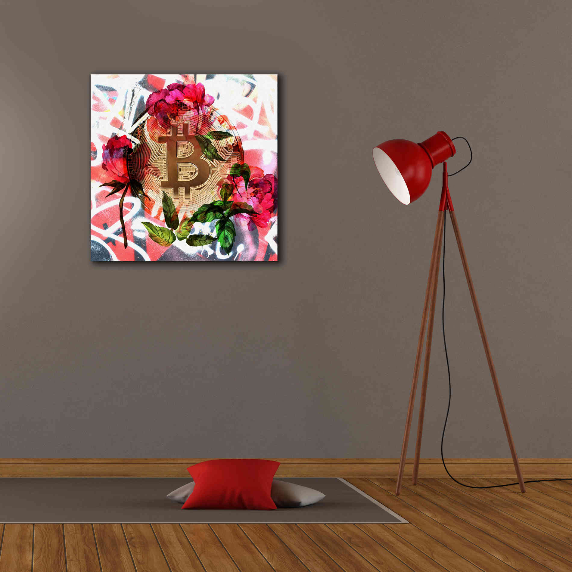 'Bitcoin Floral Inspiration 1' by Irena Orlov Giclee Canvas Wall Art,26 x 26
