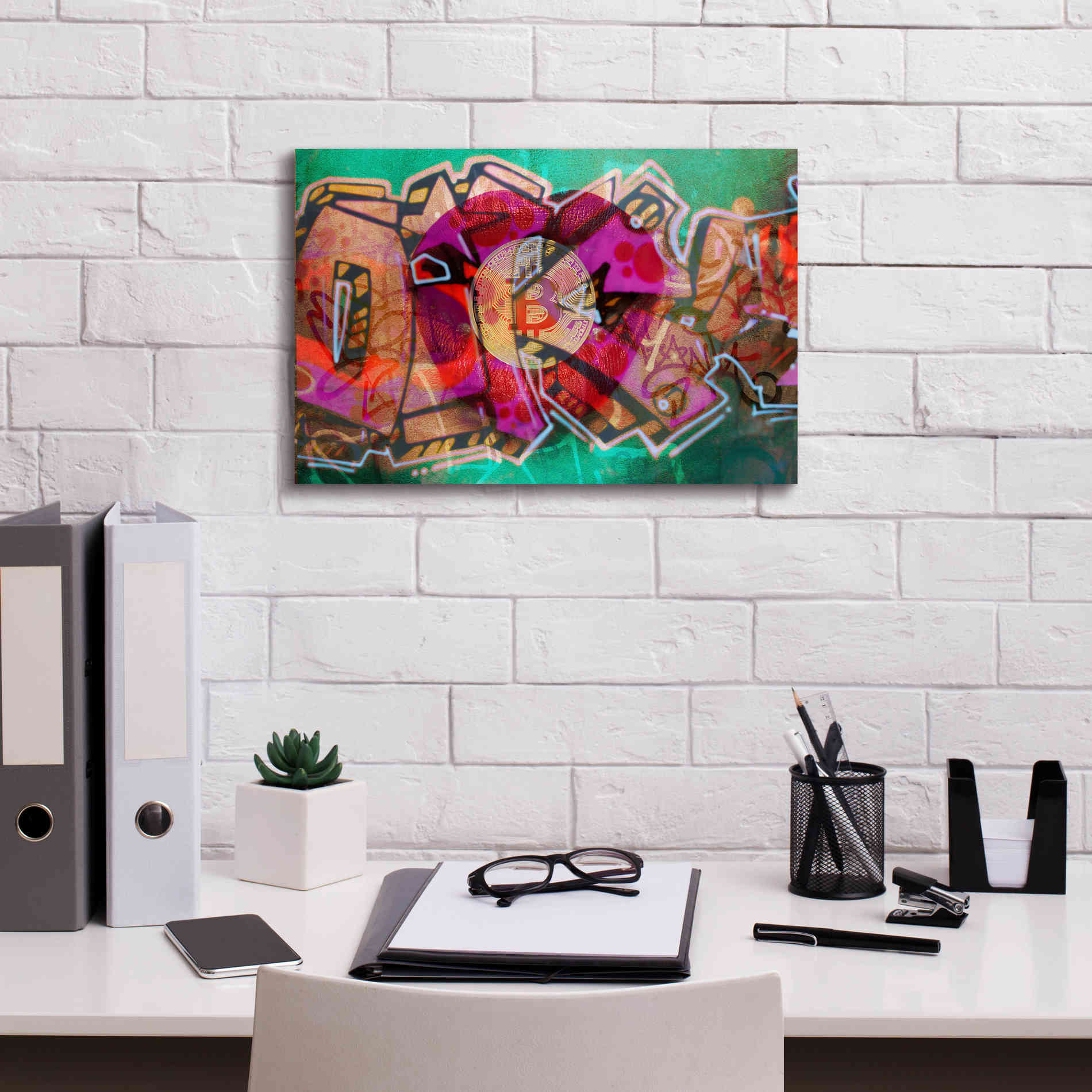 'I Love Bitcoin Graffiti 2' by Irena Orlov Giclee Canvas Wall Art,18 x 12