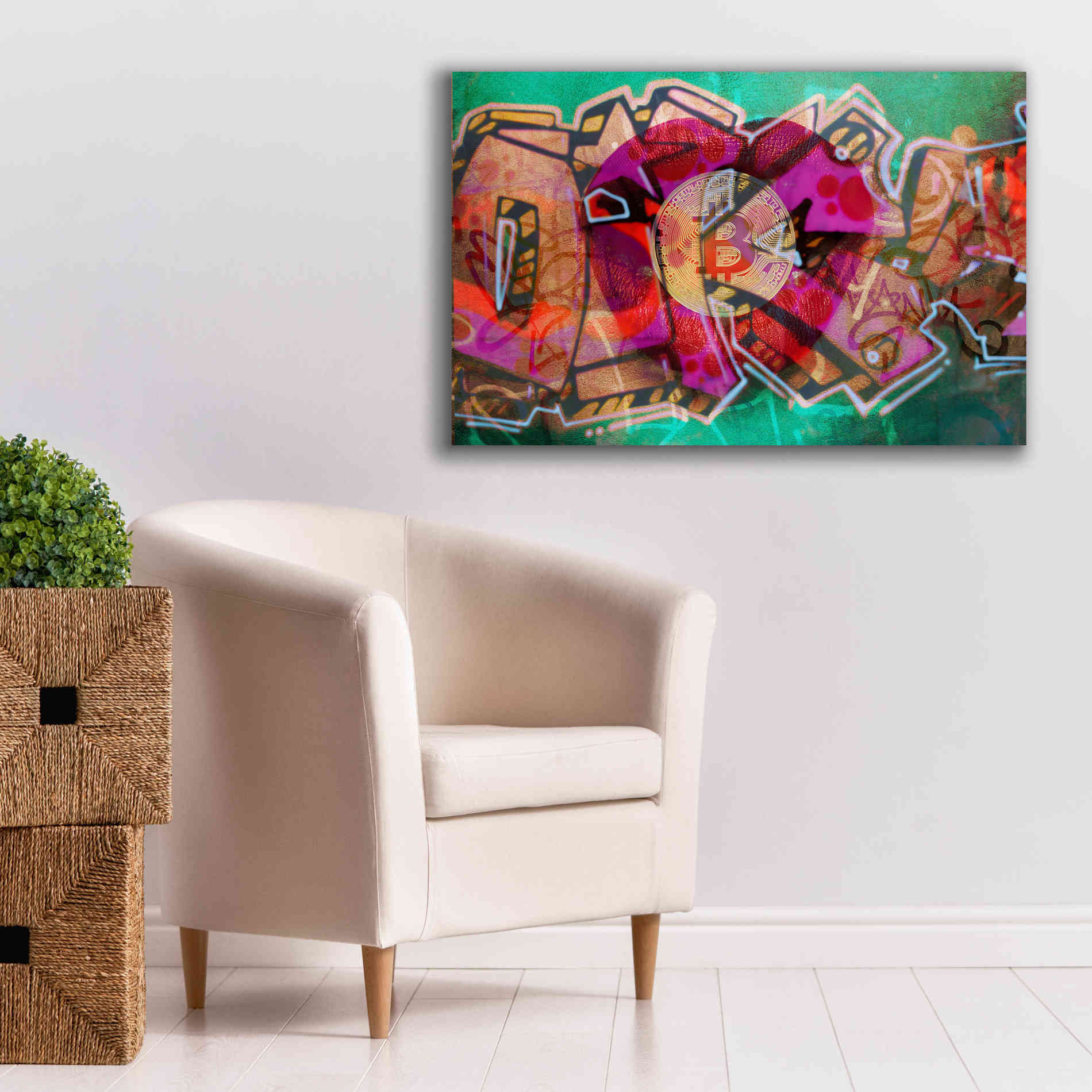 'I Love Bitcoin Graffiti 2' by Irena Orlov Giclee Canvas Wall Art,40 x 26