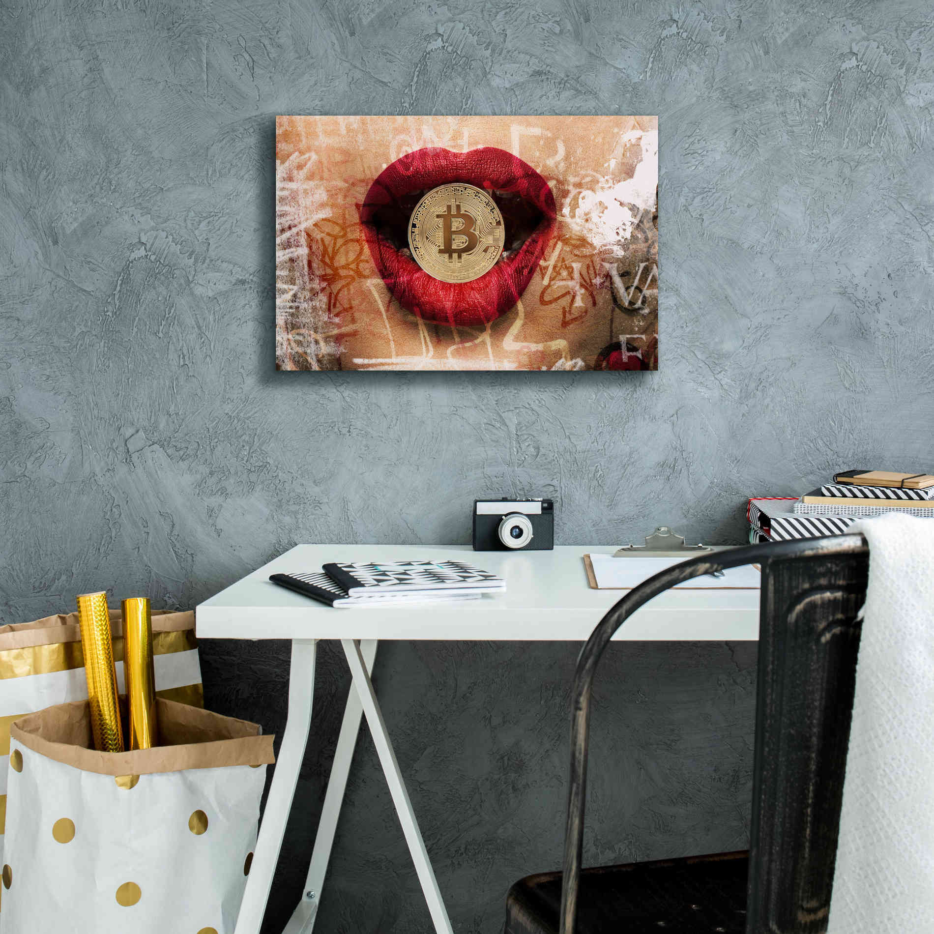 'I Love Bitcoin 4' by Irena Orlov Giclee Canvas Wall Art,18 x 12