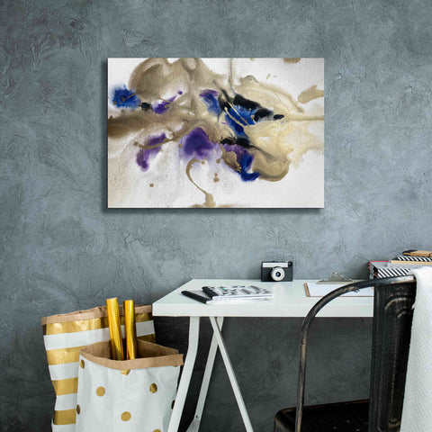 Image of 'Gold In Blue Watercolor Abstract 2' by Irena Orlov Giclee Canvas Wall Art,26 x 18