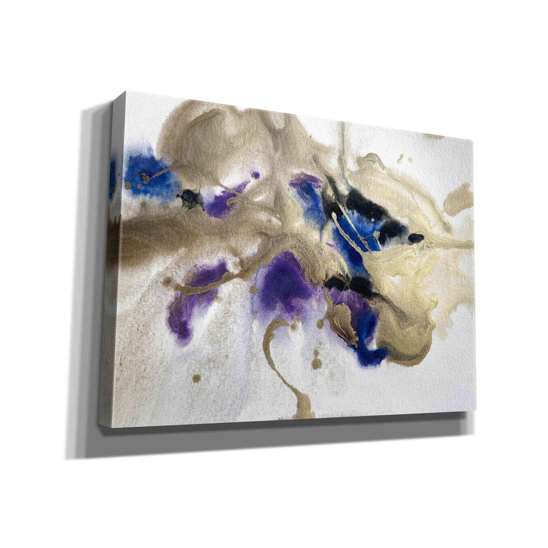 'Gold In Blue Watercolor Abstract 2' by Irena Orlov Giclee Canvas Wall Art