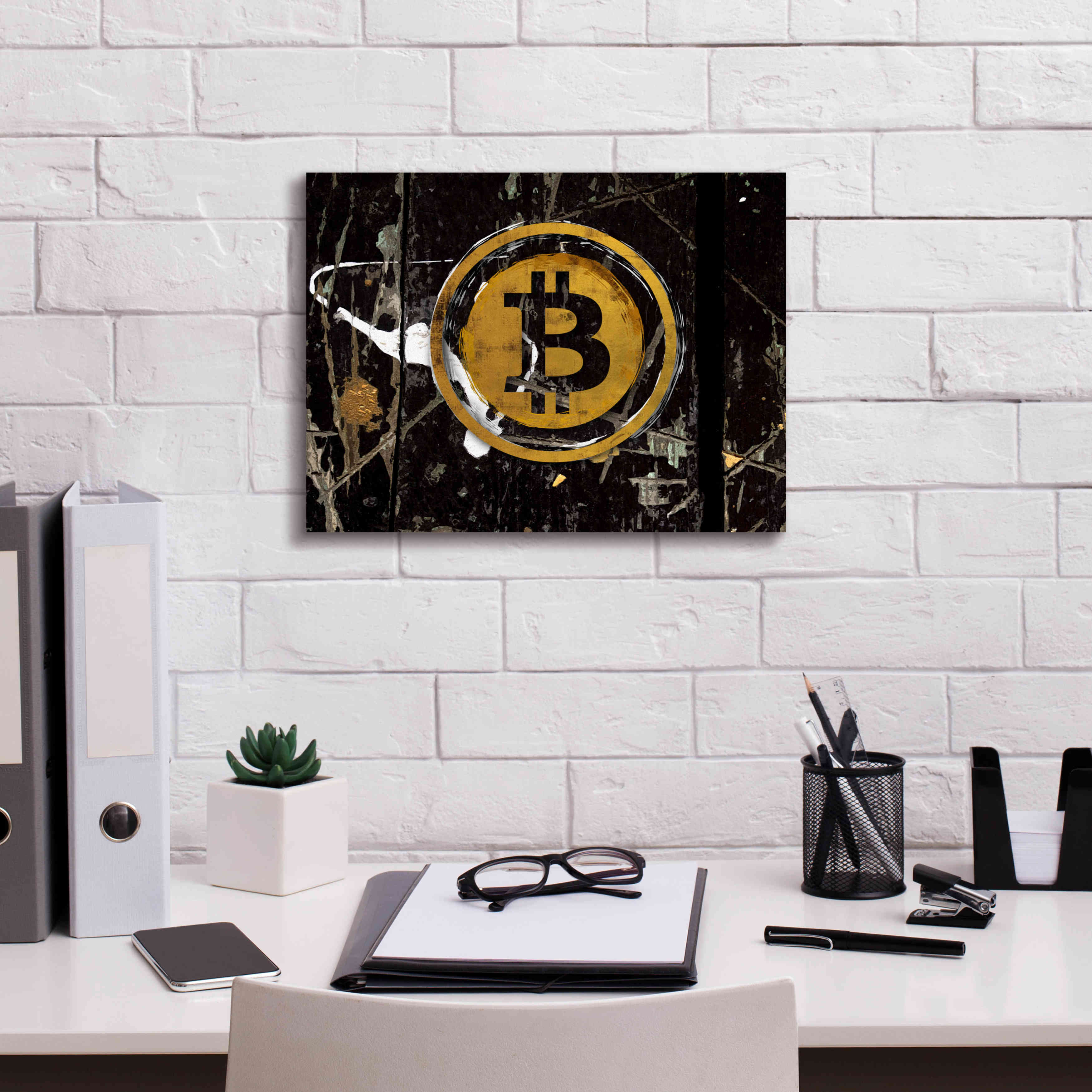 'Bitcoin Splash' by Karen Smith Giclee Canvas Wall Art,16x12