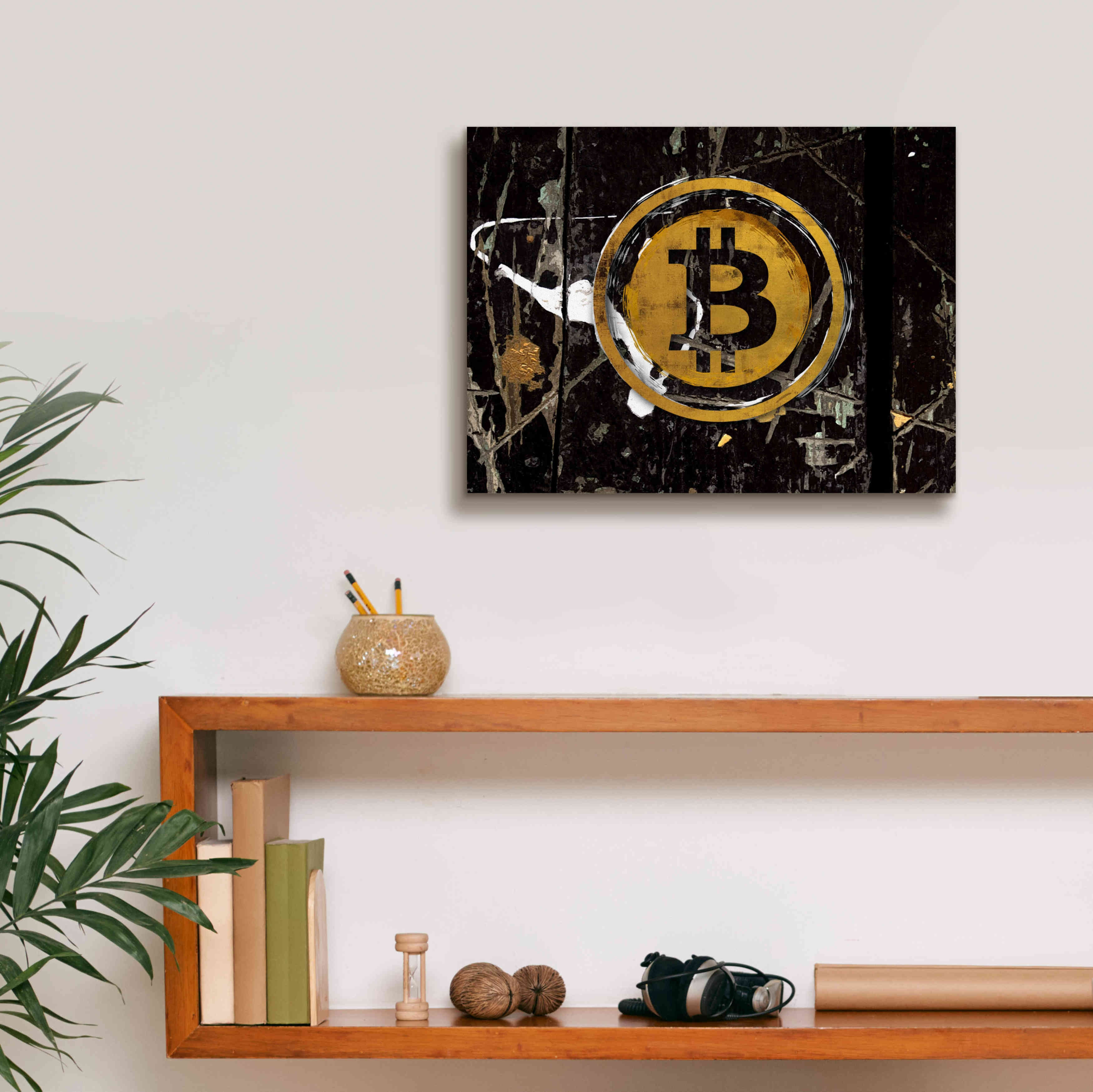 'Bitcoin Splash' by Karen Smith Giclee Canvas Wall Art,16x12