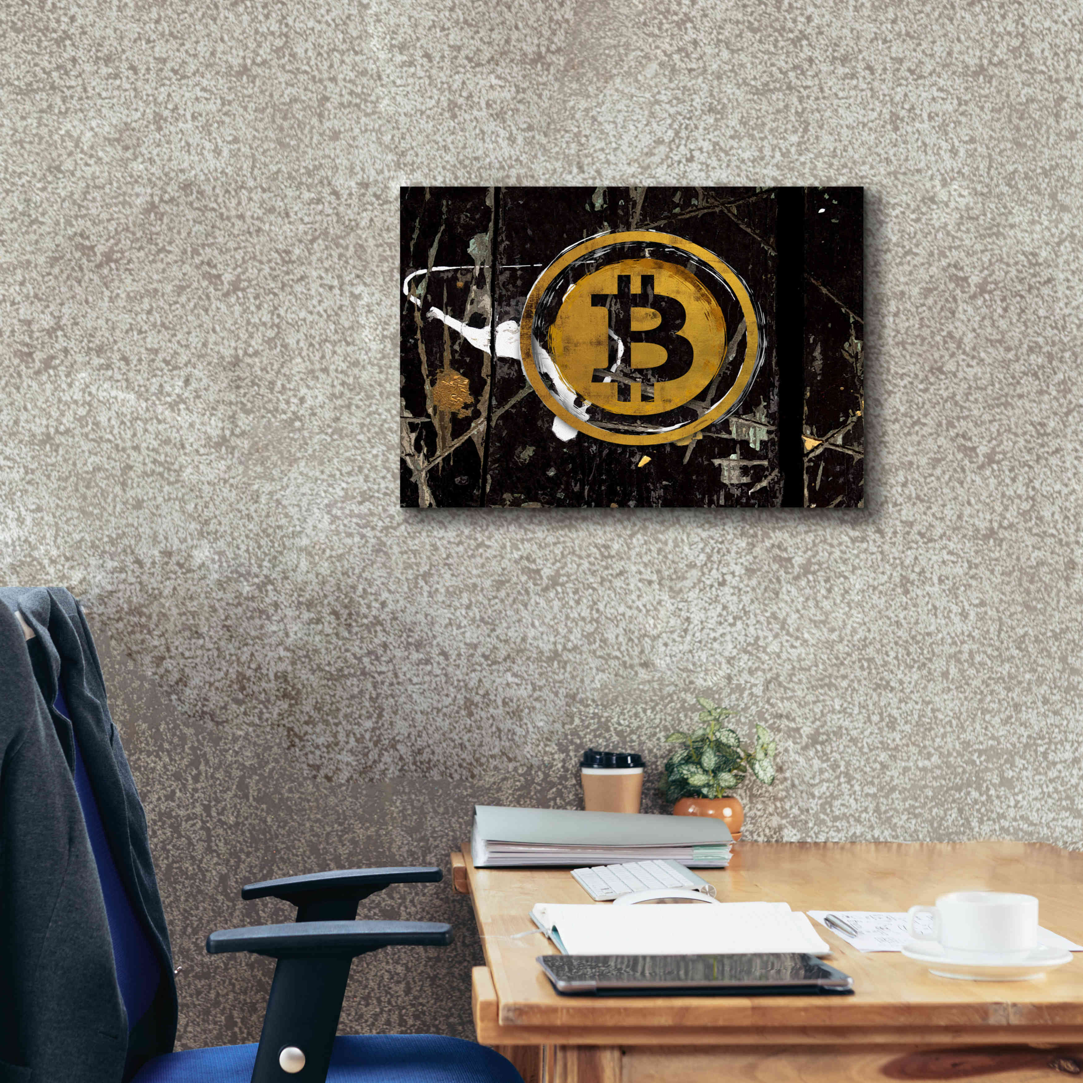 'Bitcoin Splash' by Karen Smith Giclee Canvas Wall Art,26x18