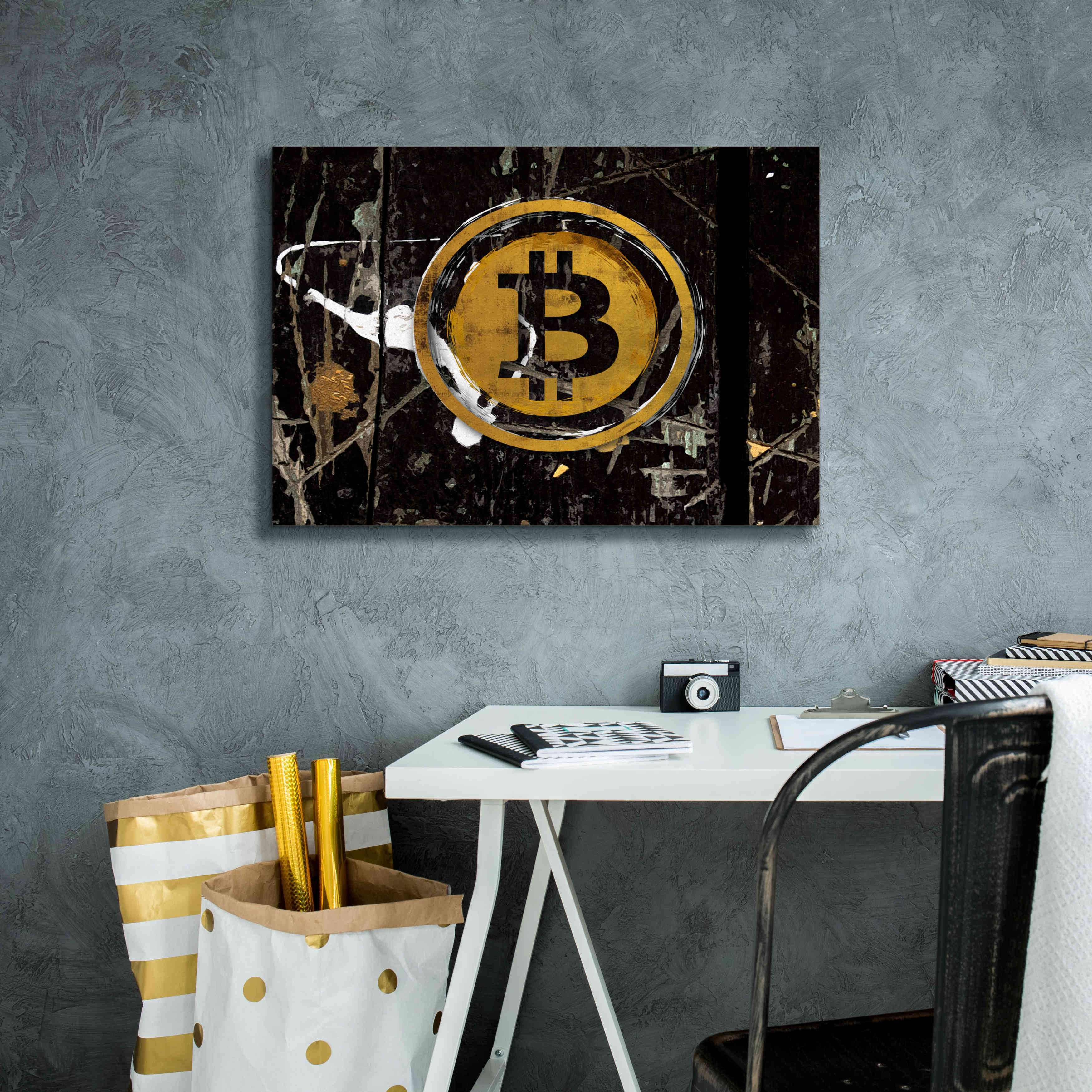 'Bitcoin Splash' by Karen Smith Giclee Canvas Wall Art,26x18