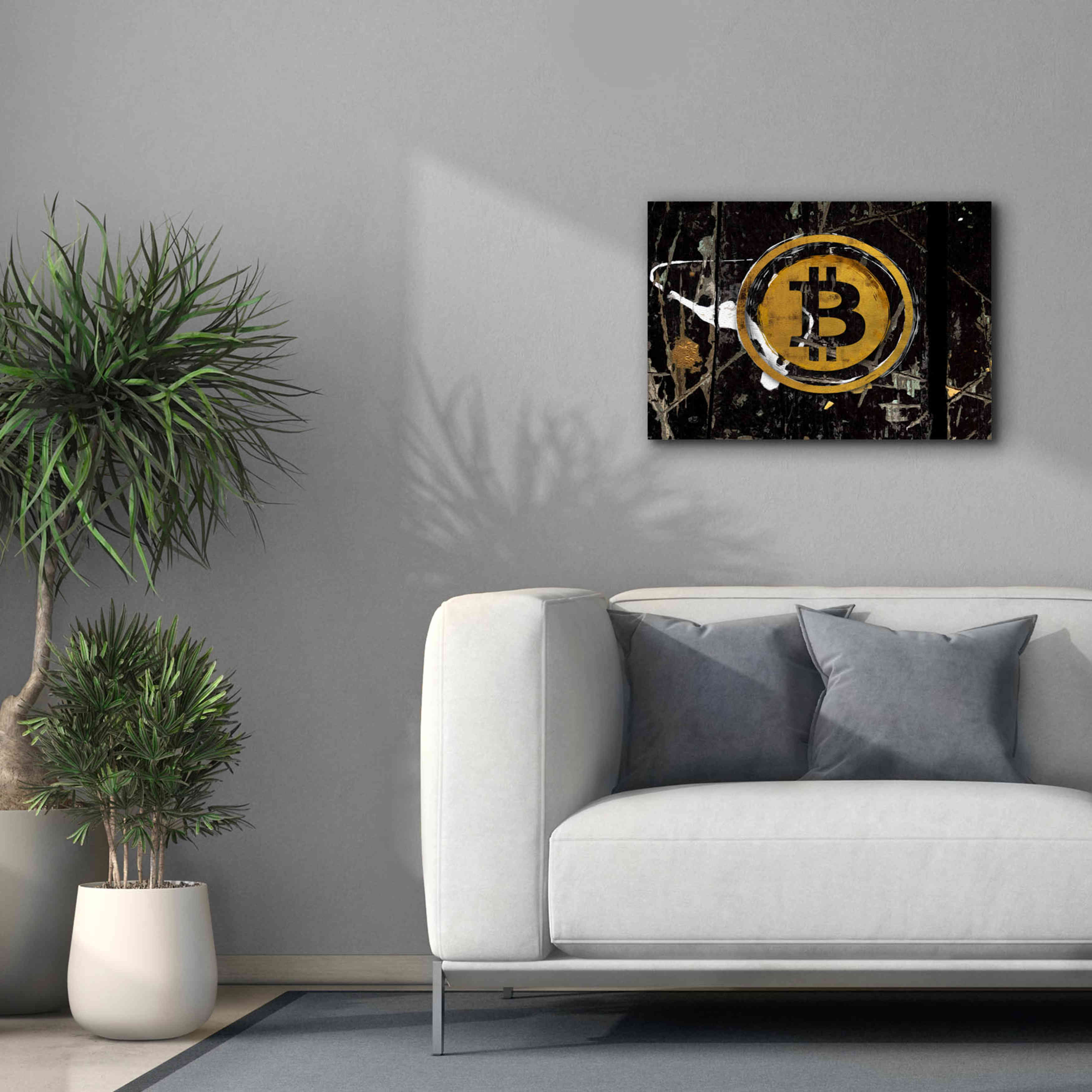 'Bitcoin Splash' by Karen Smith Giclee Canvas Wall Art,26x18