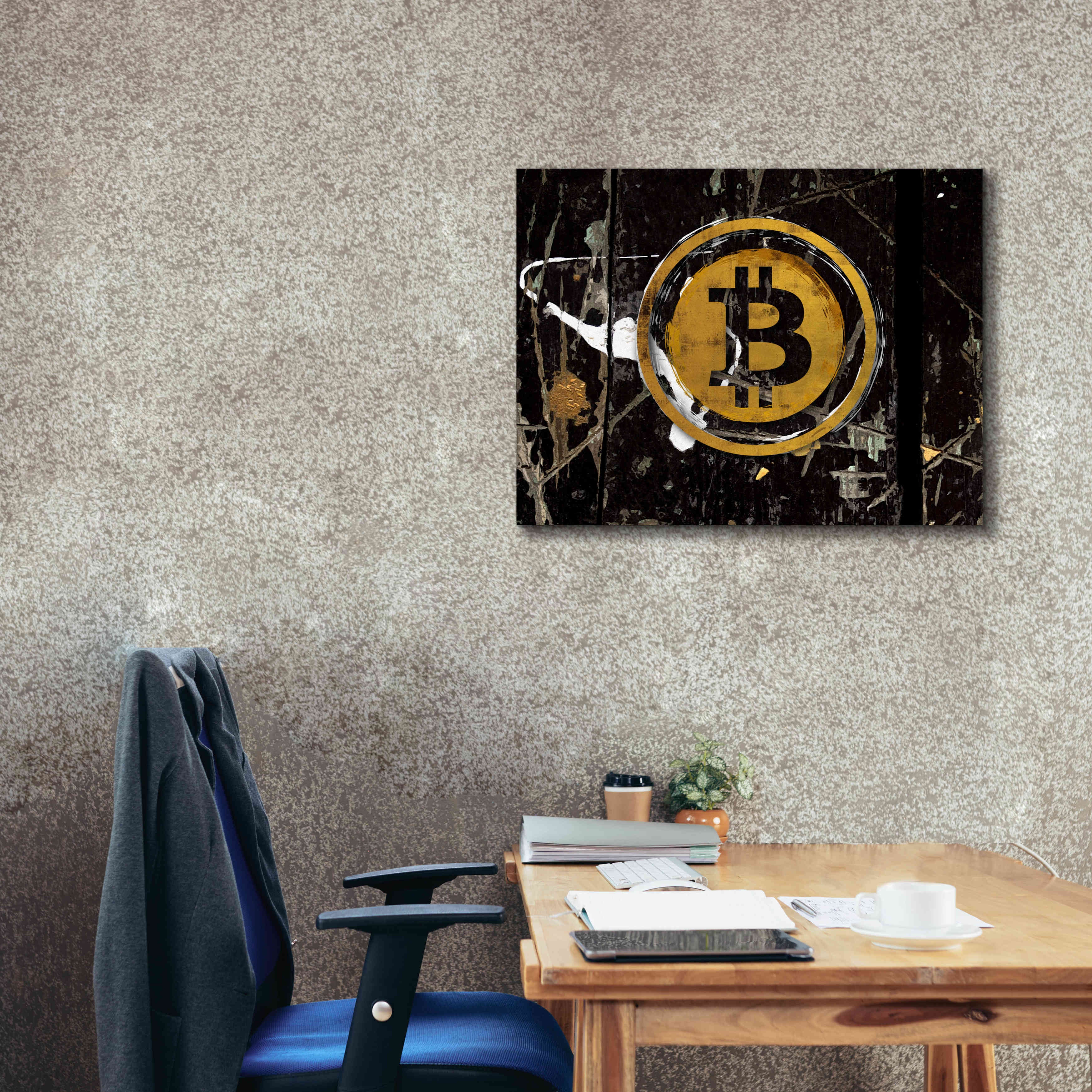'Bitcoin Splash' by Karen Smith Giclee Canvas Wall Art,34x26